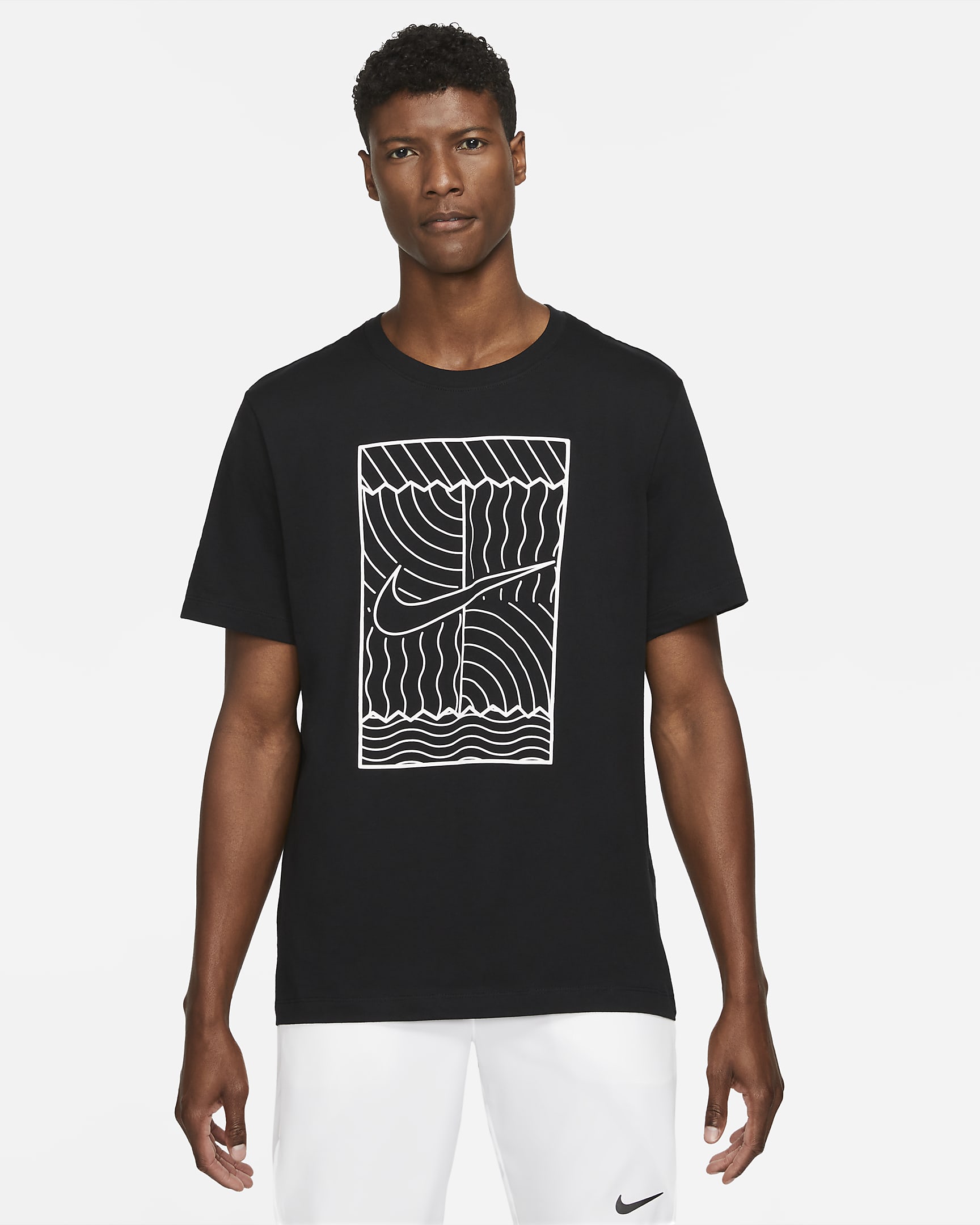 NikeCourt Men's Tennis T-Shirt - Black/White