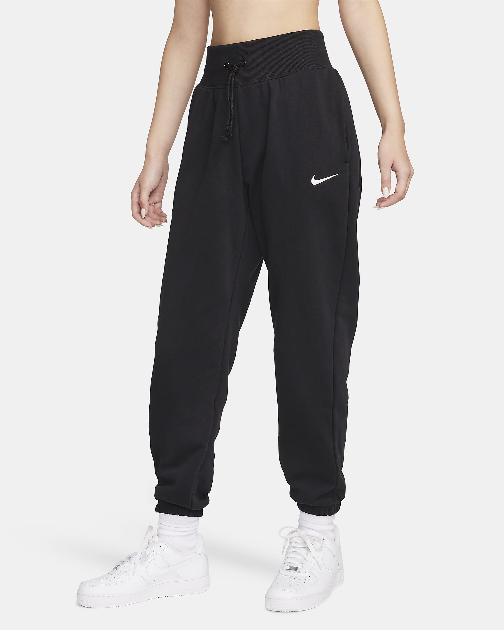 Nike Sportswear Phoenix Fleece Women's High-Waisted Oversized French Terry Tracksuit Bottoms - Black/Sail