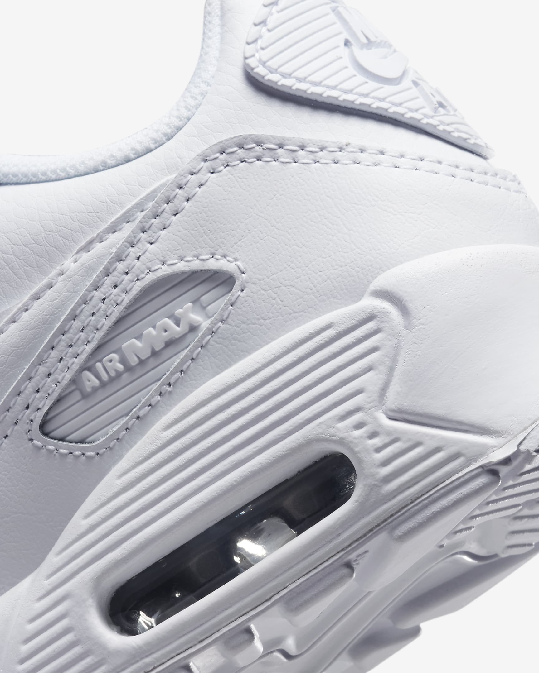 Tenis para niños grandes Nike Air Max 90 LTR - Blanco/Plata metalizado/Blanco/Blanco