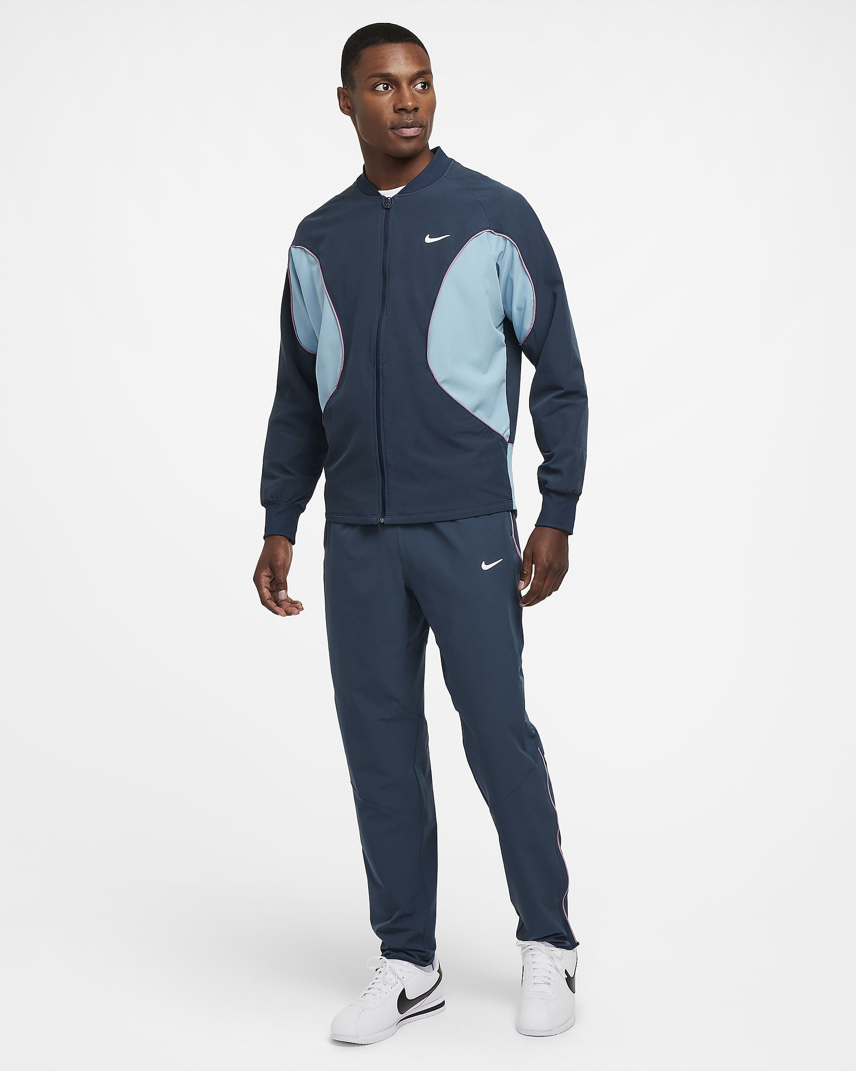 Veste de tennis Dri-FIT NikeCourt Advantage pour homme - Armory Navy/Denim Turquoise/Burgundy Crush/Blanc