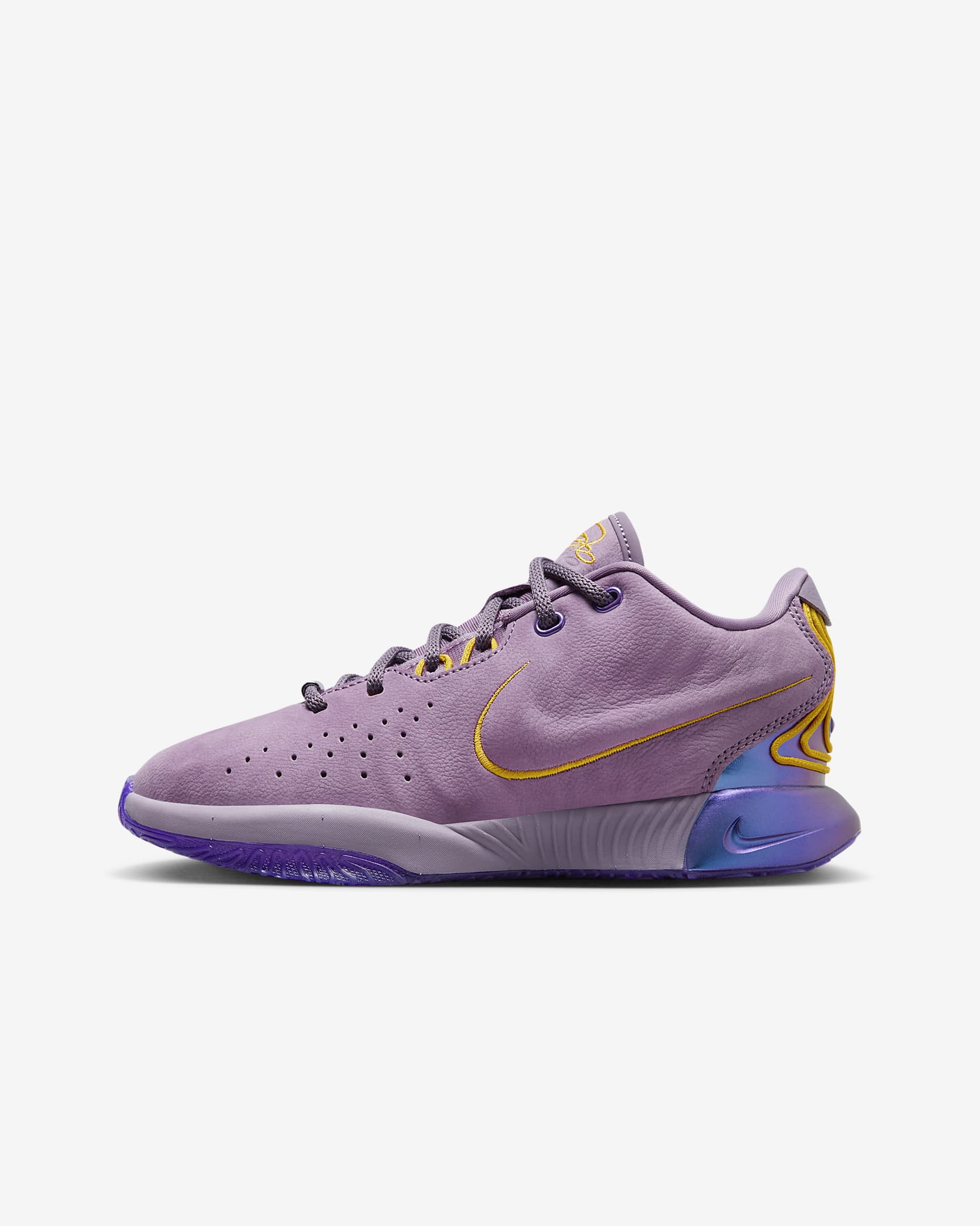 Chaussure de basket LeBron XXI « Freshwater » pour ado - Violet Dust/Purple Cosmos/University Gold