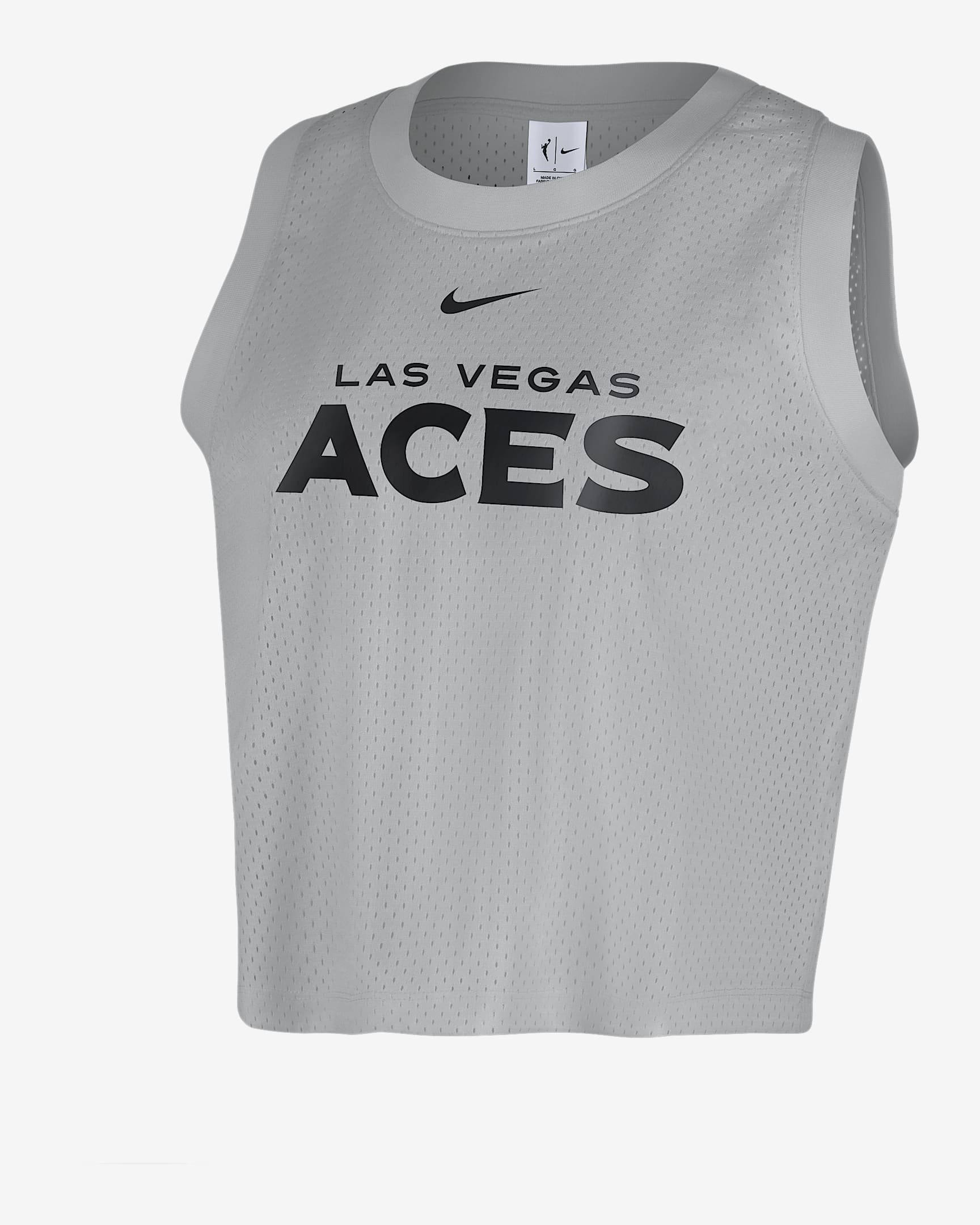 Camiseta de tirantes Nike de malla de la WNBA para mujer Las Vegas Aces - Plata liso/Negro
