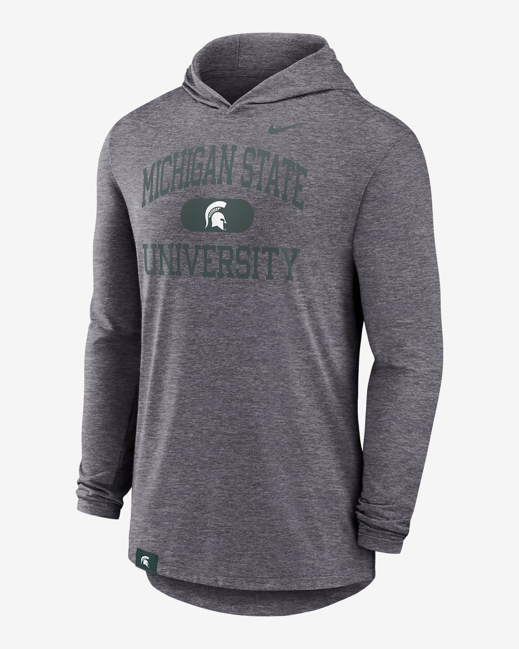 Michigan State Spartans Blitz Men's Nike Dri-FIT College Long-Sleeve Hooded T-Shirt - Grey Heather