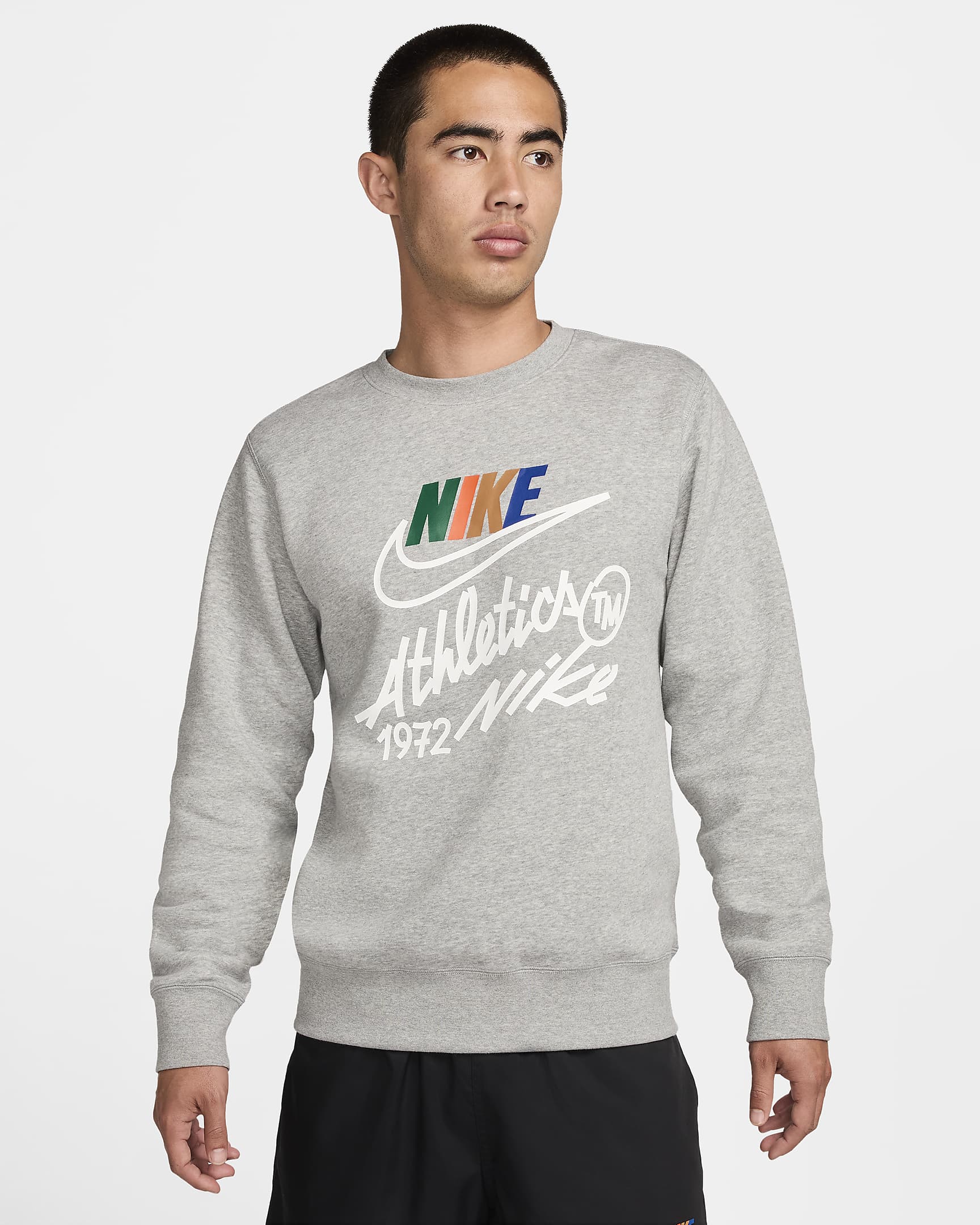 Nike Club Fleece Men's Crew - Dark Grey Heather/Light Smoke Grey