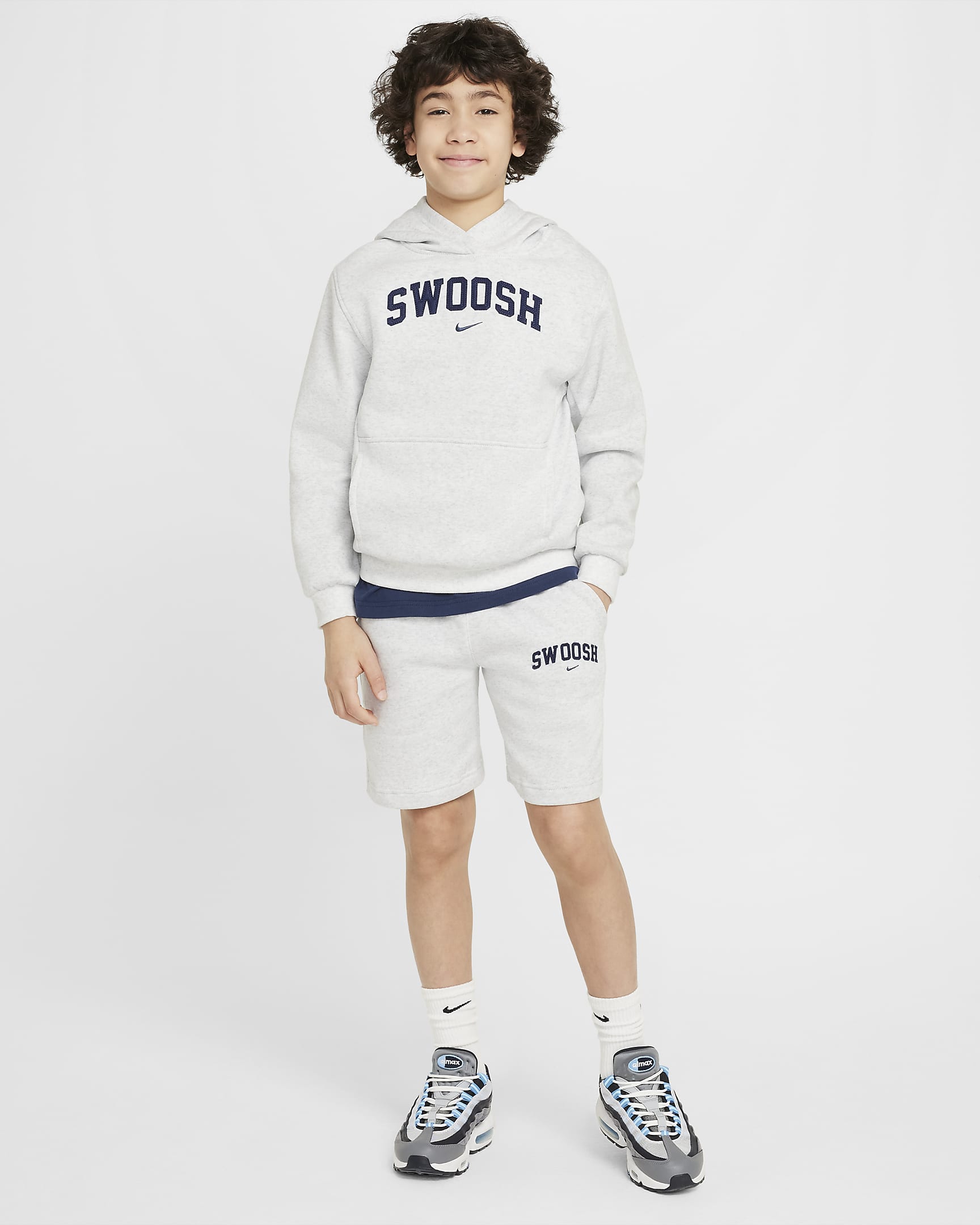 Sudadera con gorro para niños talla grande Nike Sportswear Club Fleece - Abedul jaspeado