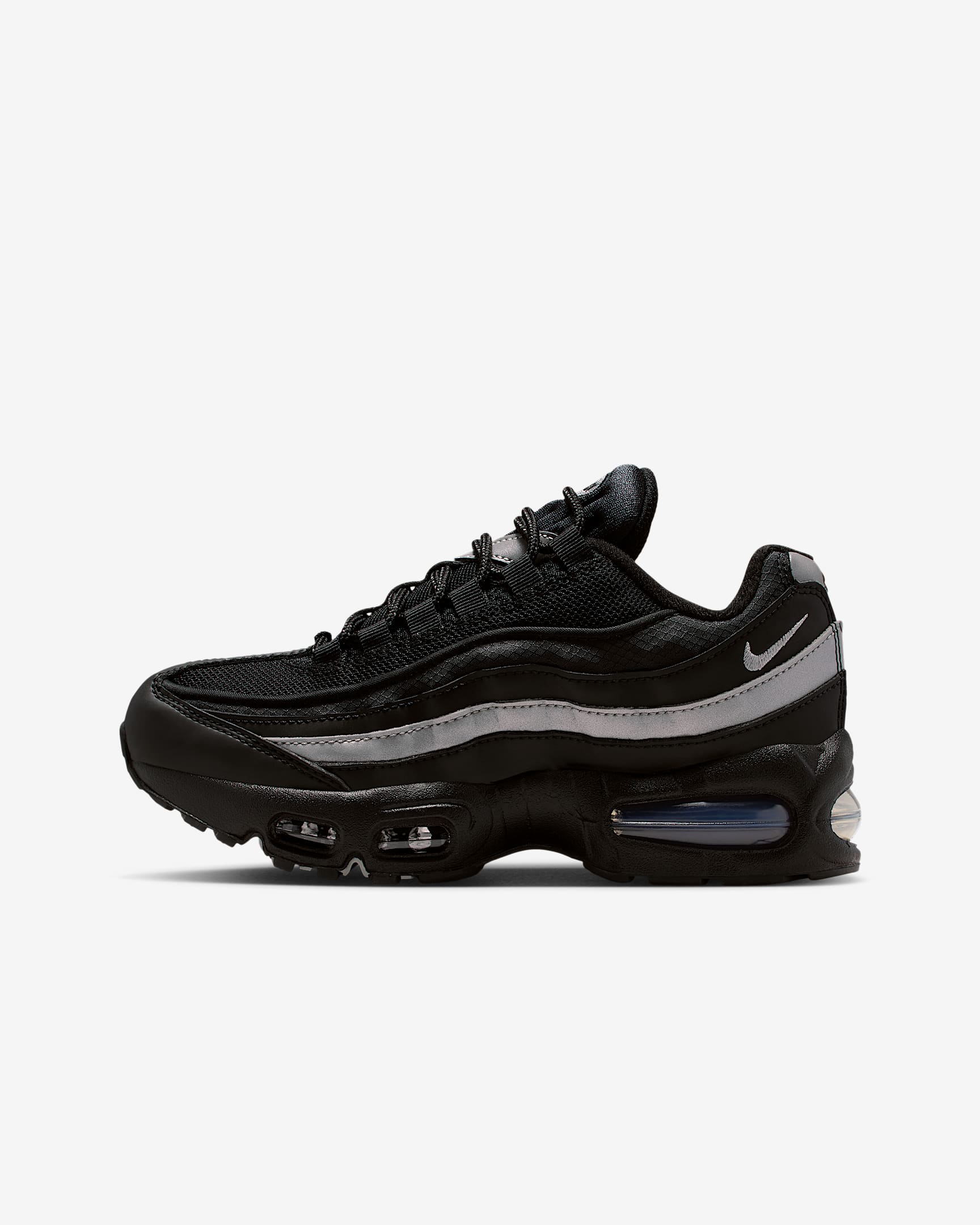 Nike Air Max 95 Older Kids' Shoes - Black/Black/White/Metallic Silver