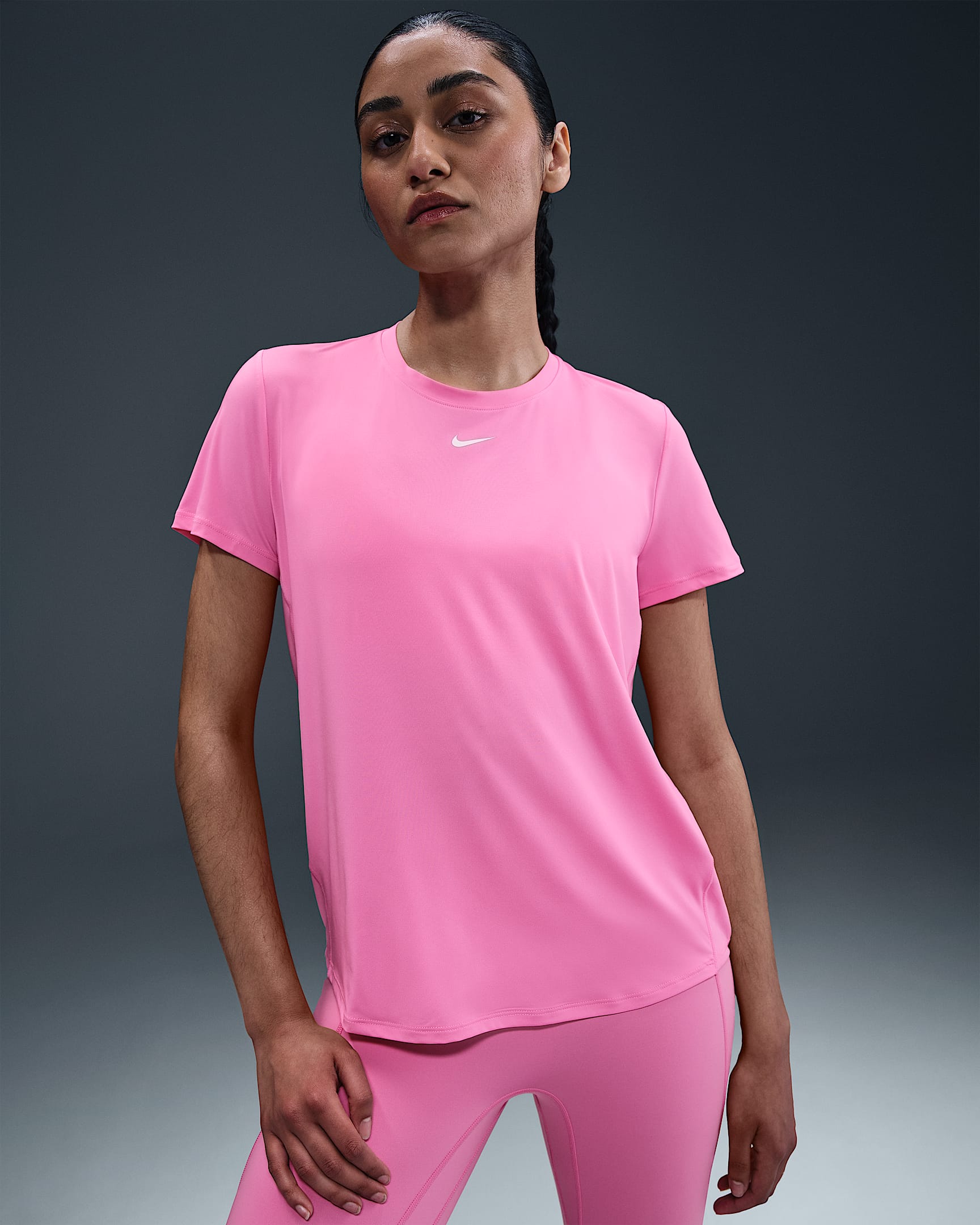 Γυναικεία κοντομάνικη μπλούζα Dri-FIT Nike One Classic - Playful Pink/Λευκό