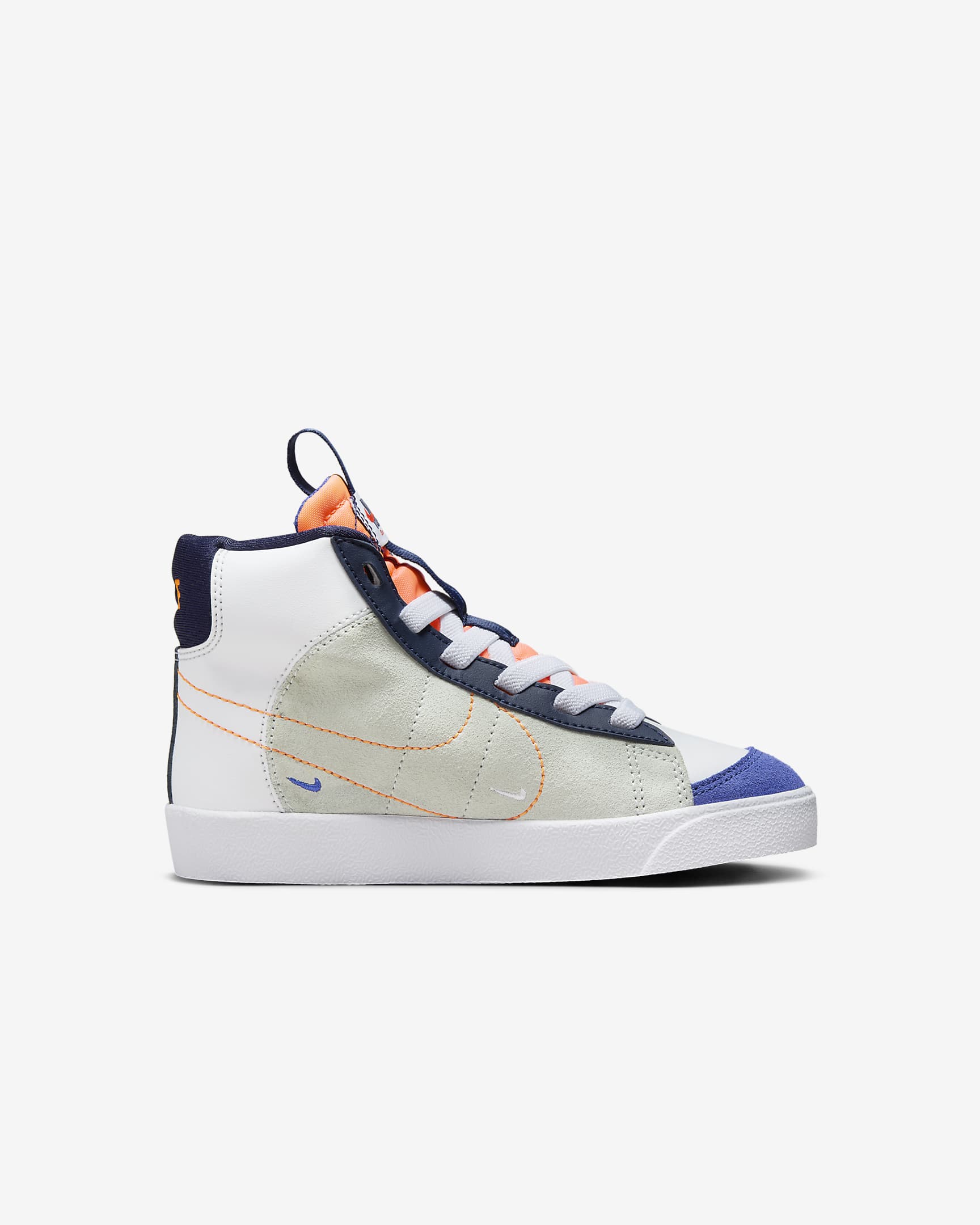 Nike Blazer Mid '77 SE Little Kids' Shoes - White/Light Silver/Midnight Navy/Team Orange