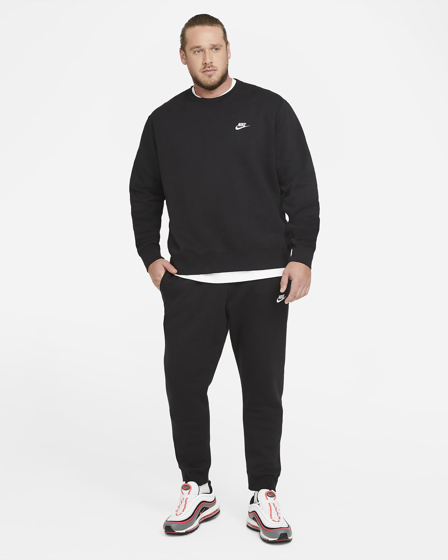 Nike Sportswear Club Fleece Men's Crew - Black/White