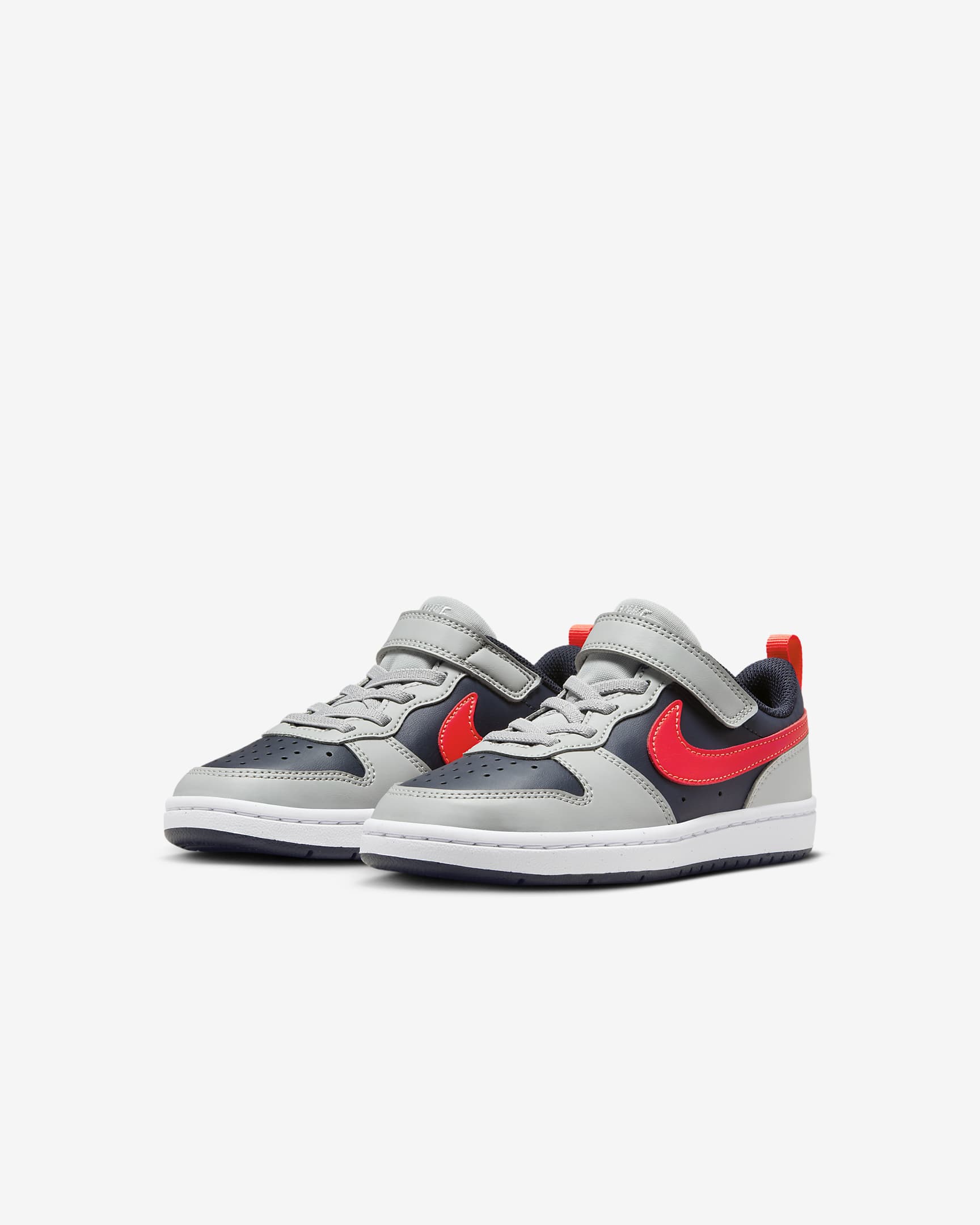 Nike Court Borough Low Recraft Younger Kids' Shoes - Light Smoke Grey/Dark Obsidian/White/Bright Crimson