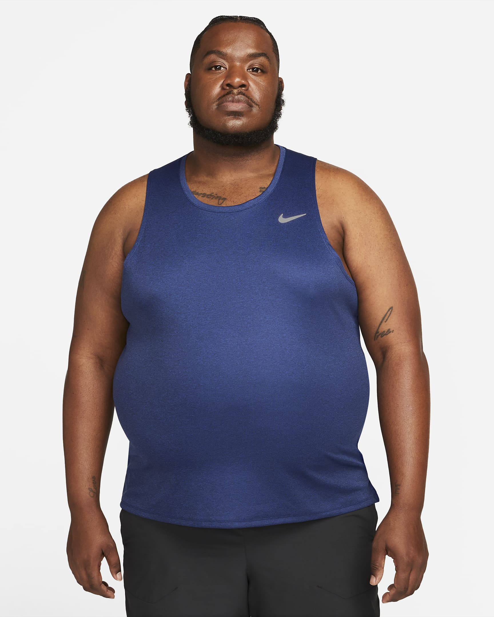 Nike Miler Men's Dri-FIT Running Tank - Midnight Navy/Game Royal/Heather