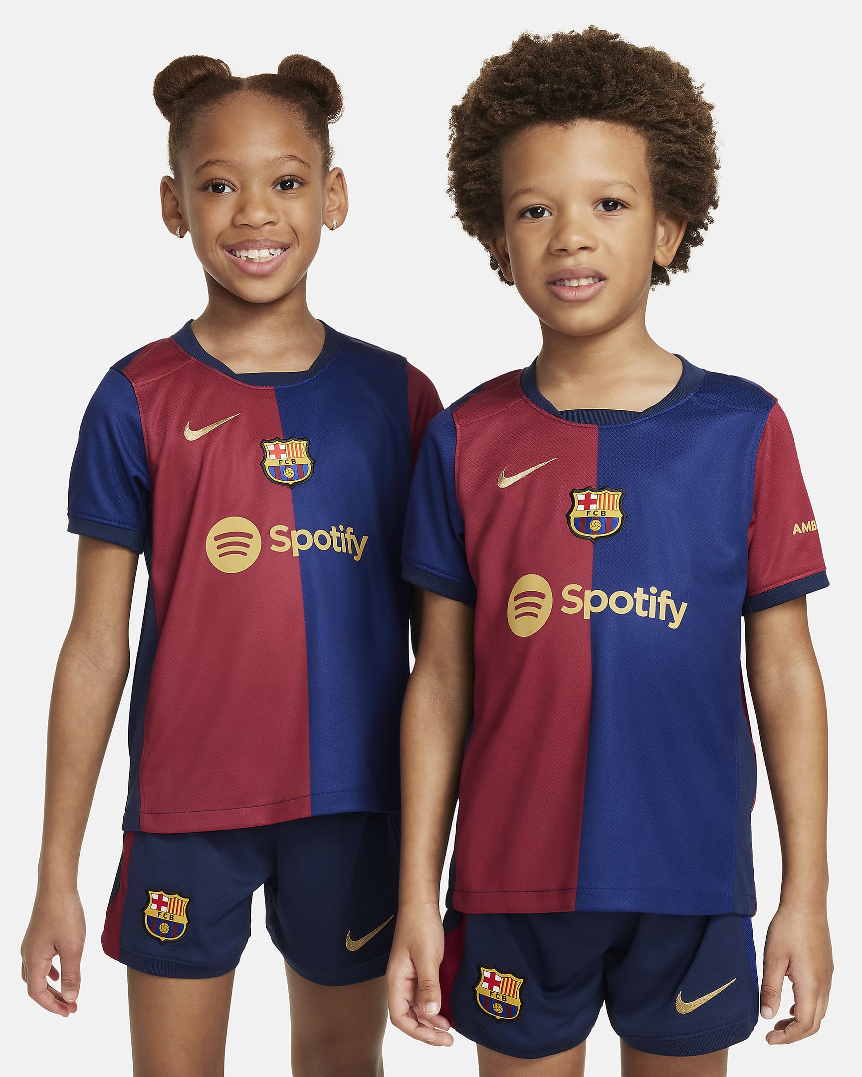 Ensemble 3 pièces replica Nike Football FC Barcelone 2024/25 Stadium Domicile pour enfant - Deep Royal Blue/Noble Red/Midnight Navy/Club Gold