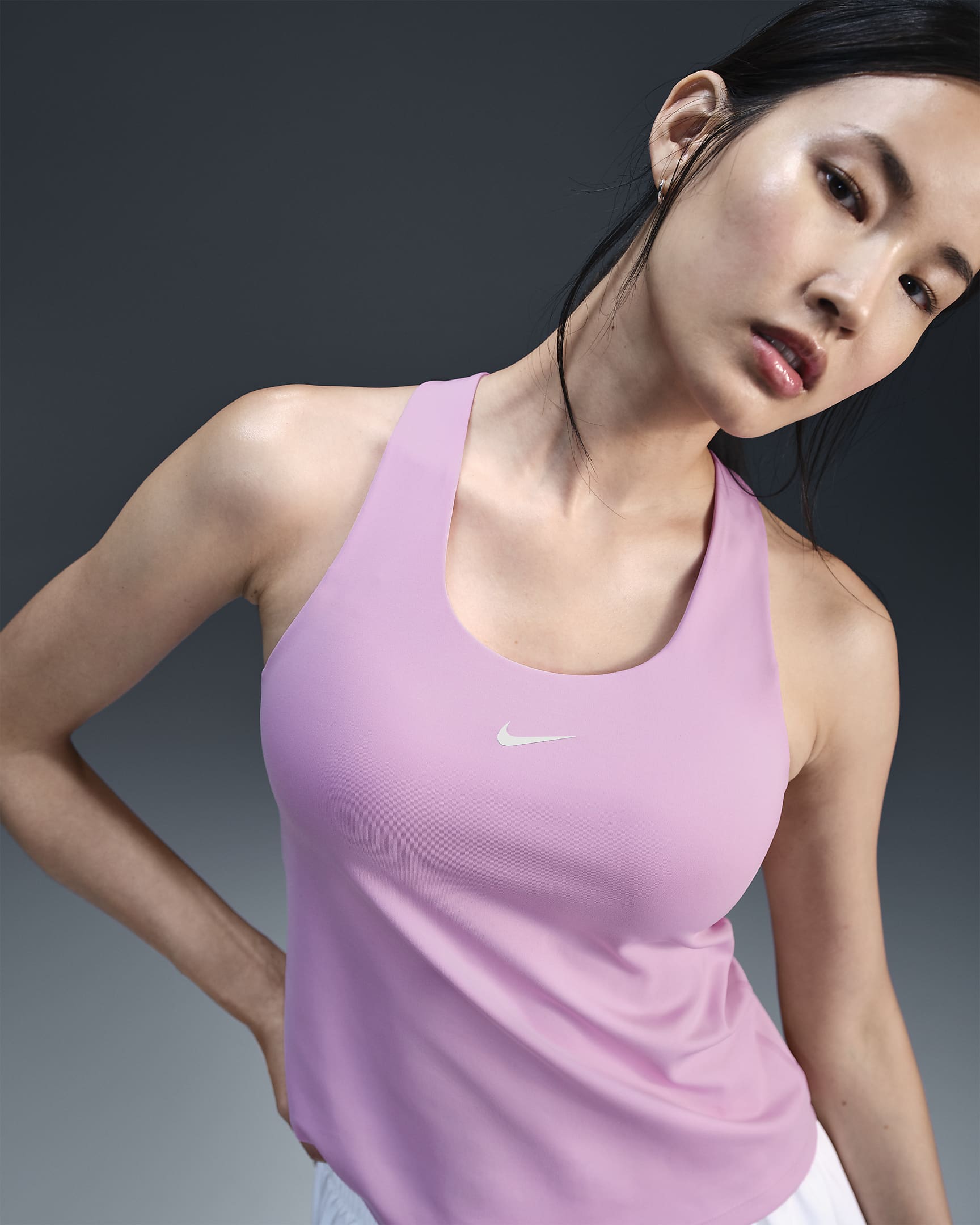 Nike Swoosh Women's Medium-Support Padded Sports Bra Tank - Beyond Pink/Beyond Pink/White
