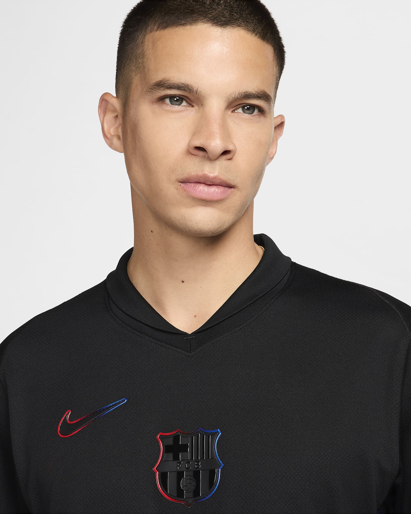 FC Barcelona 2024/25 Stadium Away Men's Nike Dri-FIT Soccer Replica Jersey - Black/University Red/Hyper Royal/Black