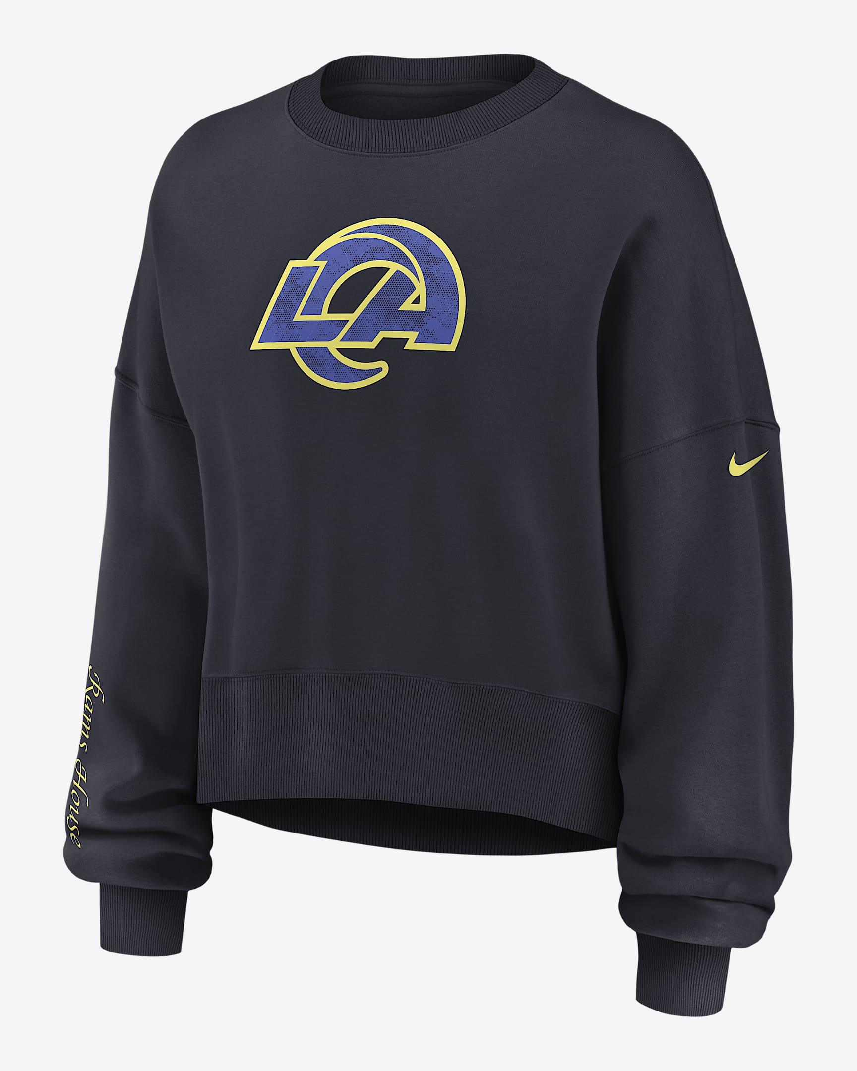 Sudadera de cuello redondo Nike de la NFL para mujer Los Angeles Rams Rivalries Collection Oversized - Azul marino