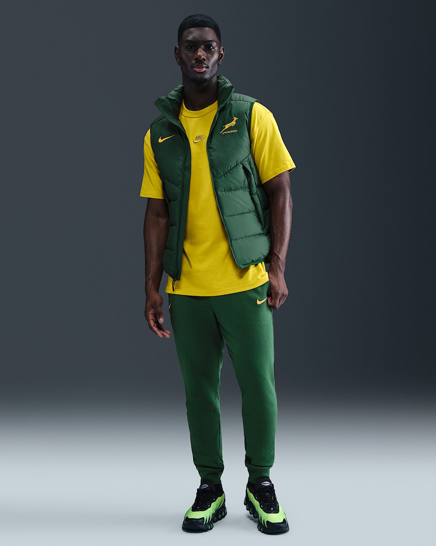 Ανδρικό παντελόνι ράγκμπι από French Terry ύφασμα Springboks Nike - Gorge Green/University Gold