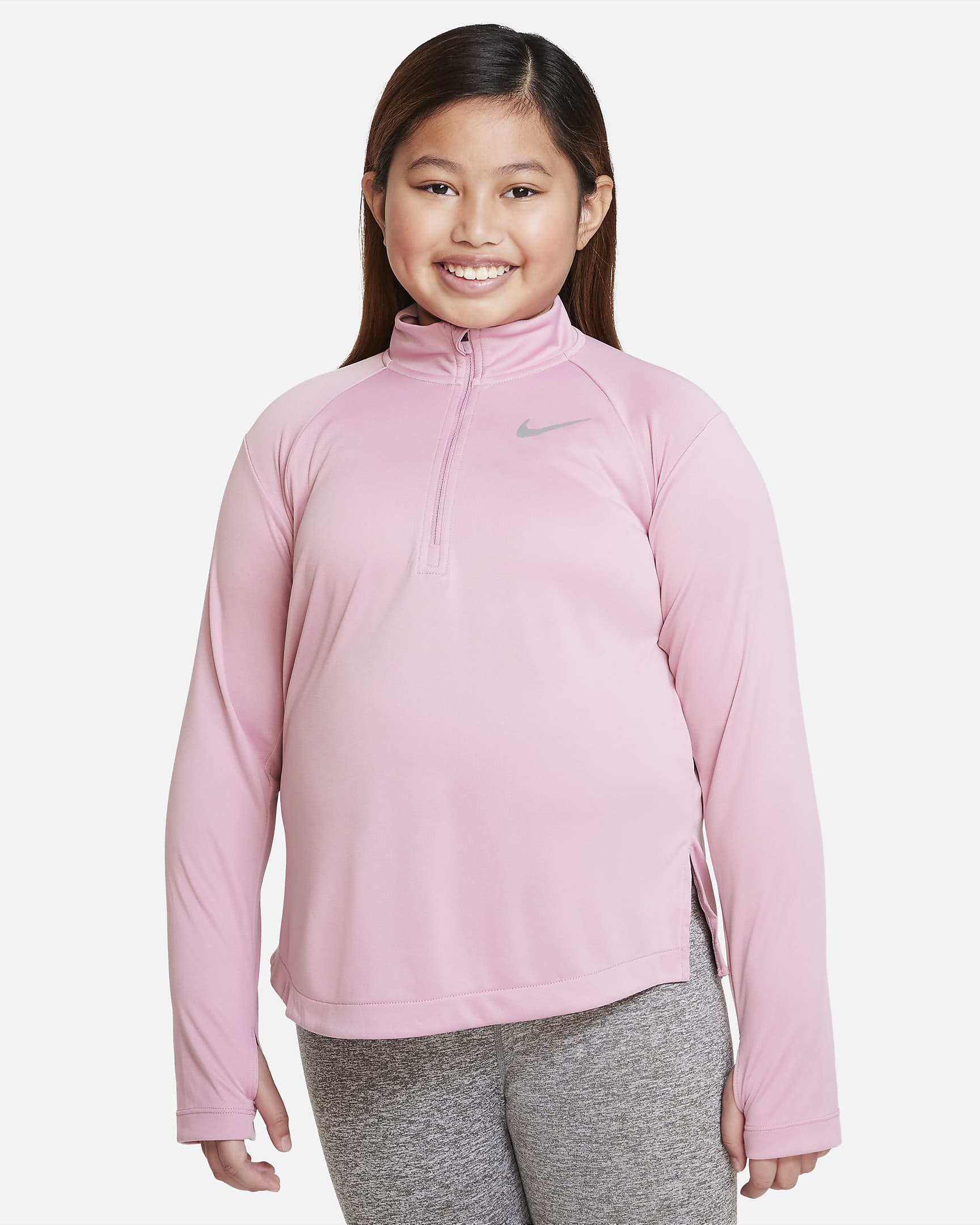 Nike Dri-FIT Older Kids' (Girls') 1/2-Zip Running Top (Extended Size ...