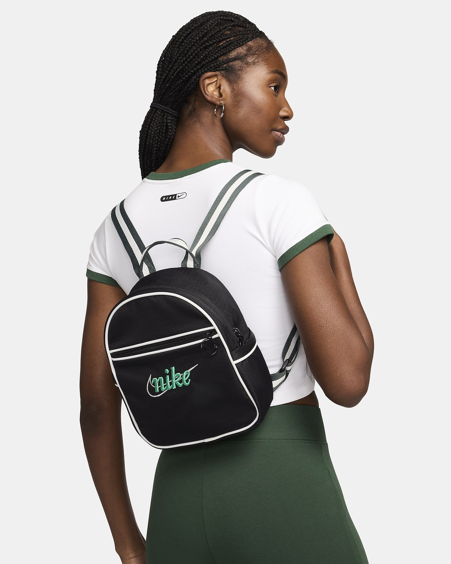 Minimochila Nike Sportswear Futura 365 (6 L) - Negro/Vela/Verde estadio