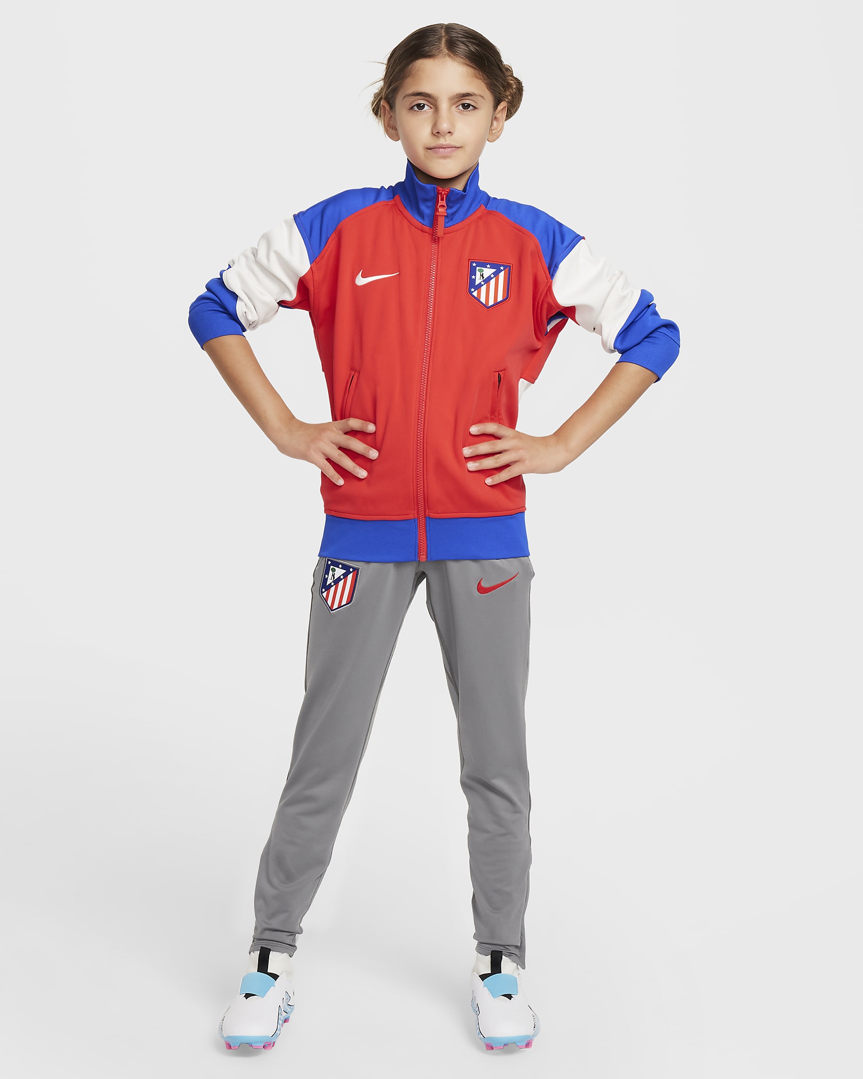 Atlético Madrid Strike Older Kids' Nike Dri-FIT Football Pants - Flat Pewter/Noise Aqua/Light Crimson