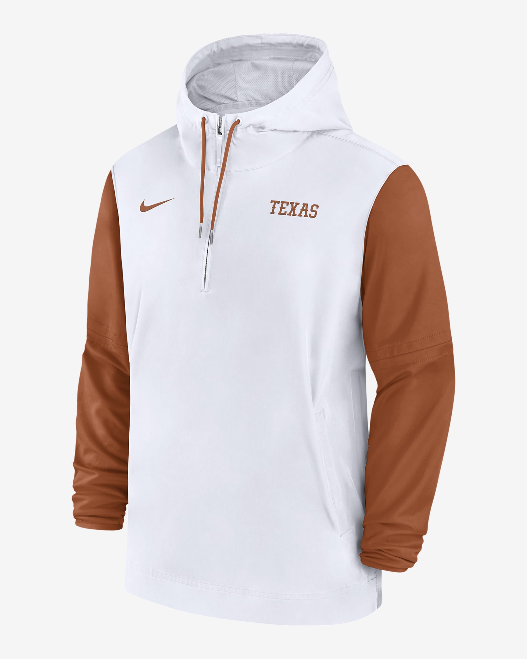 Chamarra universitaria Nike con gorro y medio cierre para hombre Texas Longhorns Sideline Pre-Game Player - Blanco