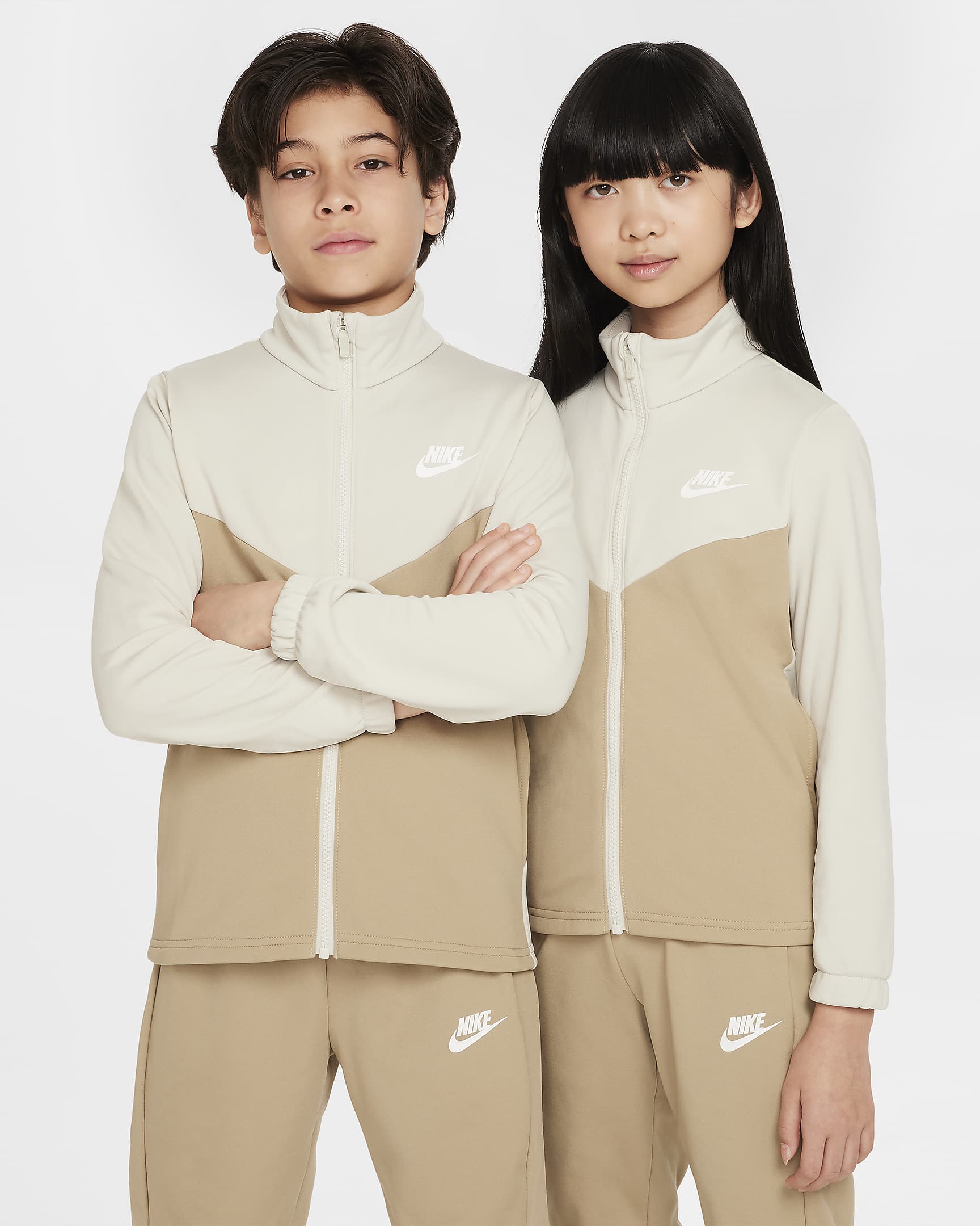 Nike Sportswear Older Kids' Tracksuit - Light Bone/Khaki/White