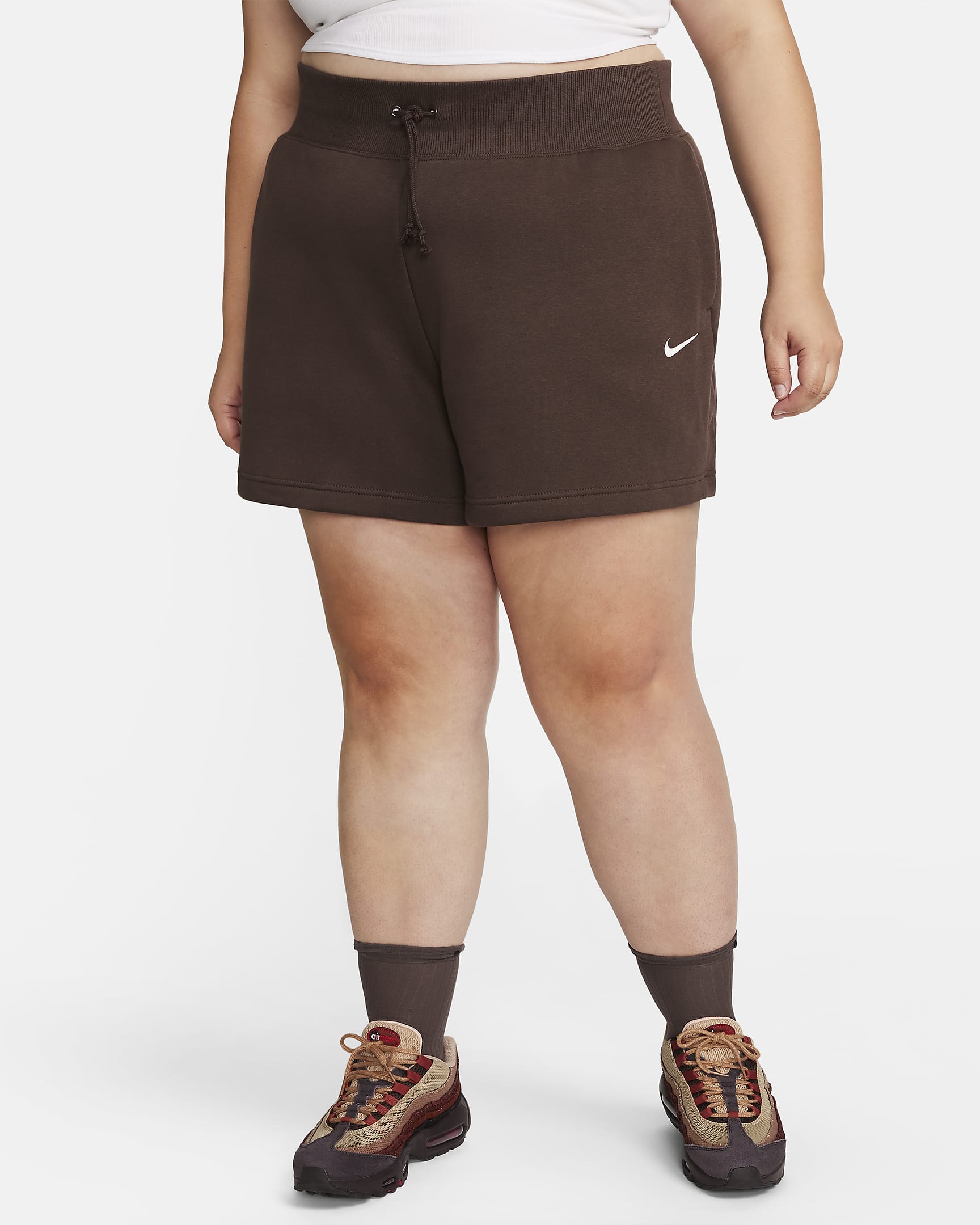 Nike Sportswear Phoenix Fleece Women's High-Waisted Loose Shorts (Plus Size) - Baroque Brown/Sail