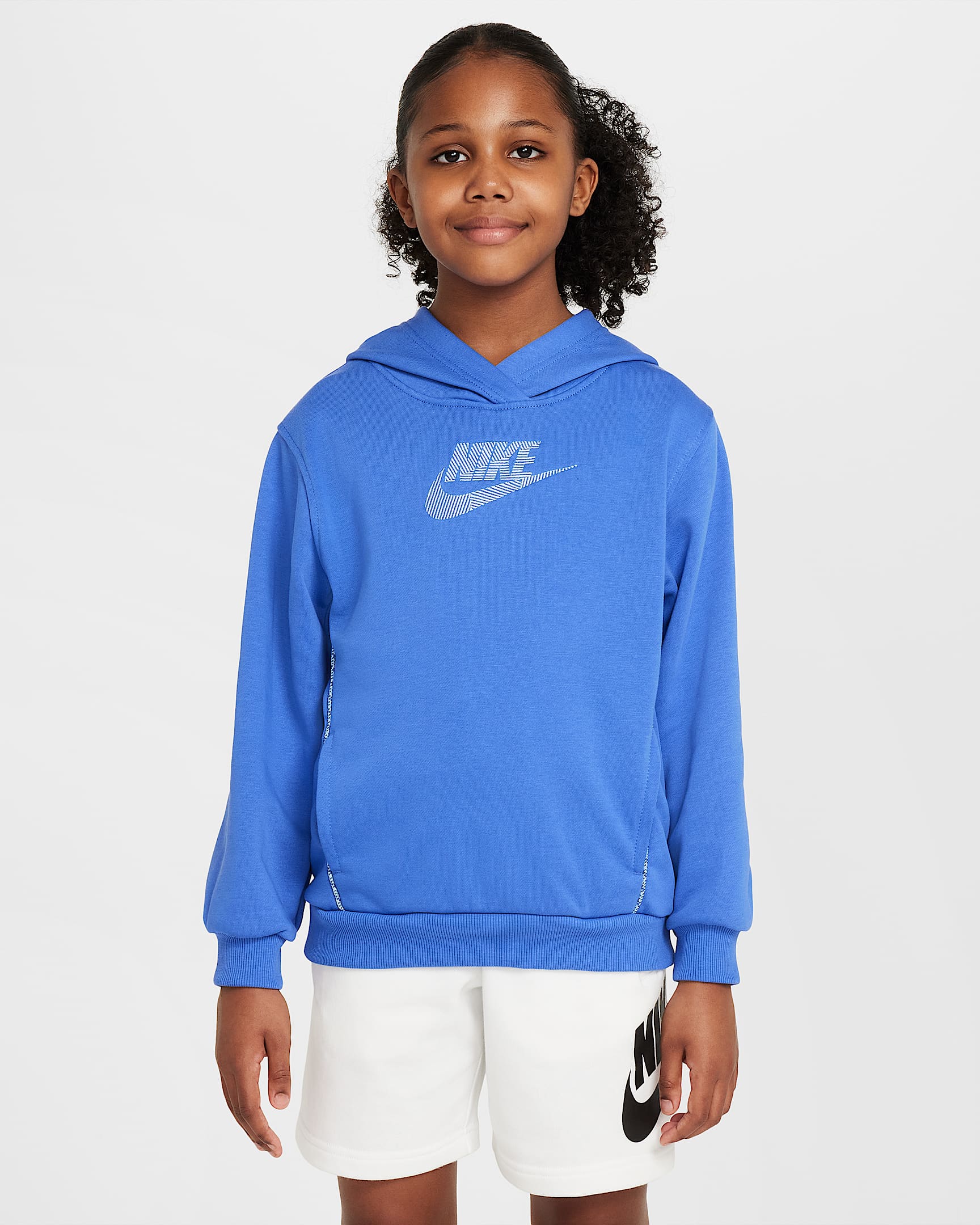 Nike Sportswear Club Big Kids' French Terry Hoodie - Comet Blue/Aluminum