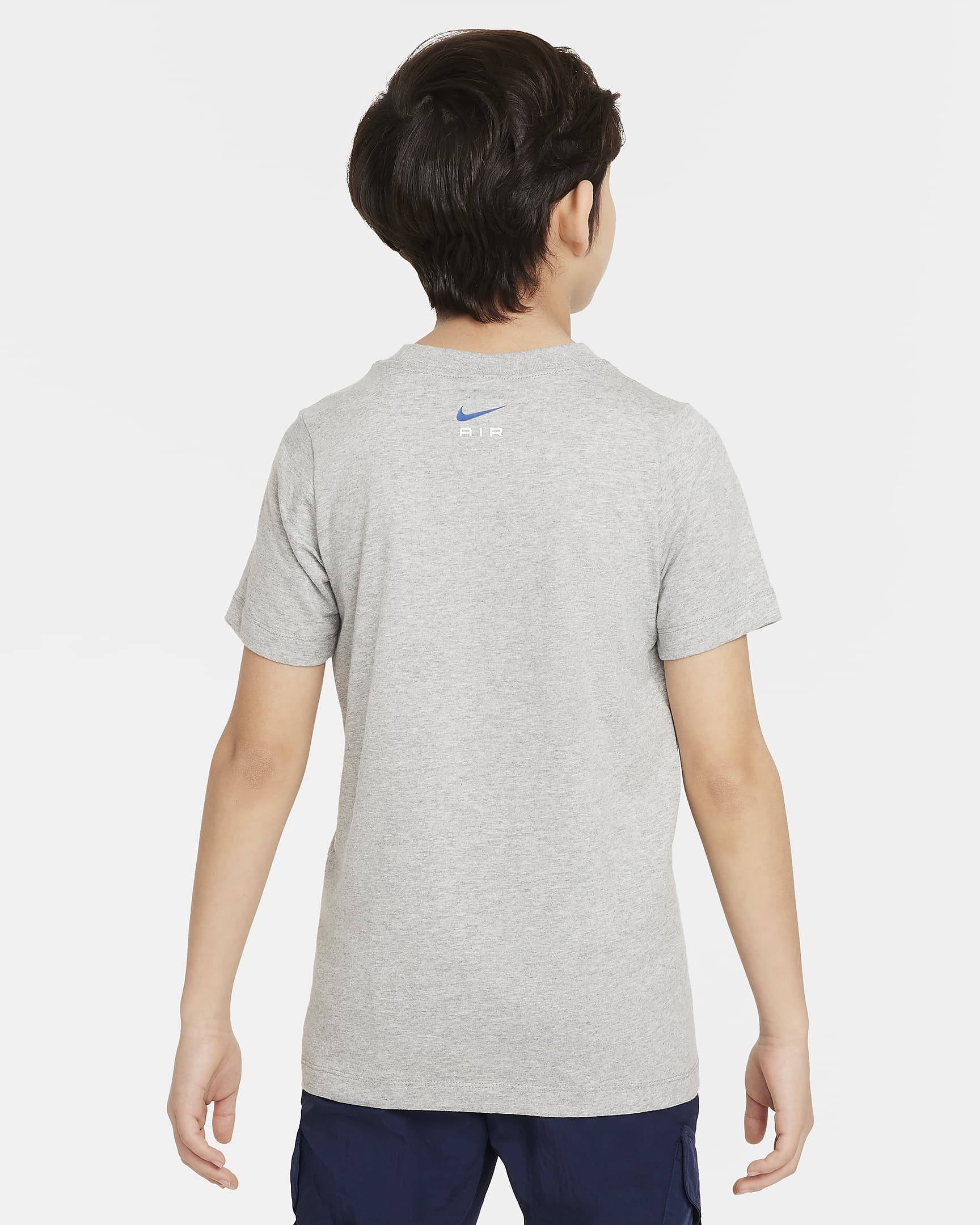 Nike Air-T-shirt til større børn (drenge) - Dark Grey Heather/Court Blue