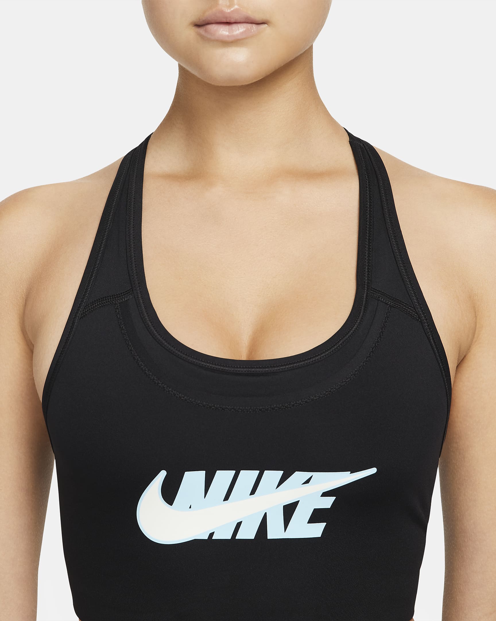 swoosh icon clash sports bra