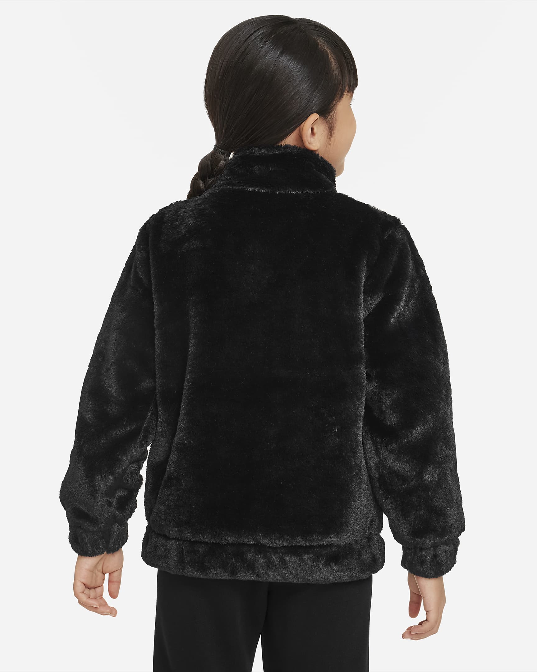 swoosh faux fur jacket