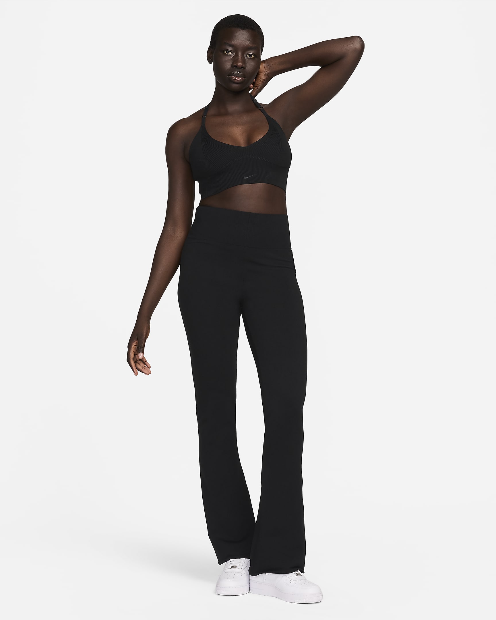 Nike Sportswear Chill Knit Women's Tight High-Waisted Jumper-Knit Flared Trousers - Black/Black