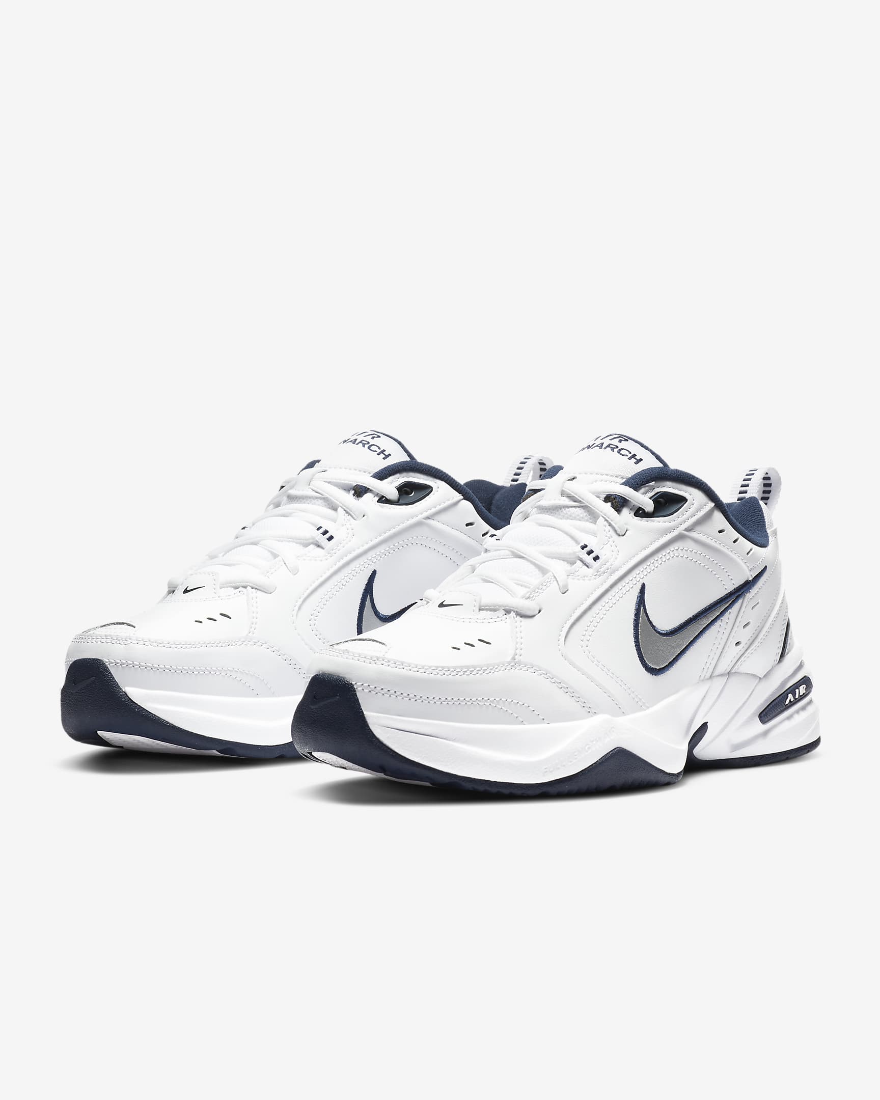 Nike Air Monarch IV Men's Workout Shoes - White/Metallic Silver