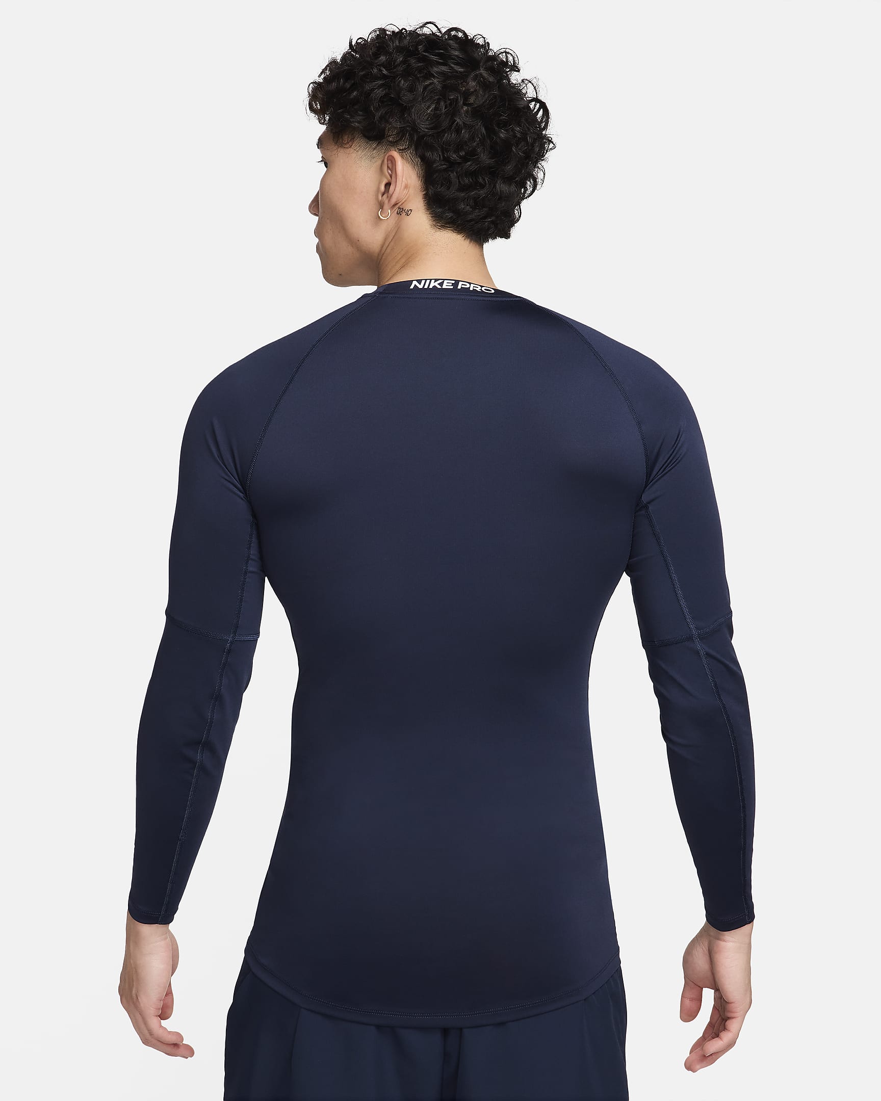 Nike Pro Men's Dri-FIT Tight Long-Sleeve Fitness Top - Obsidian/White