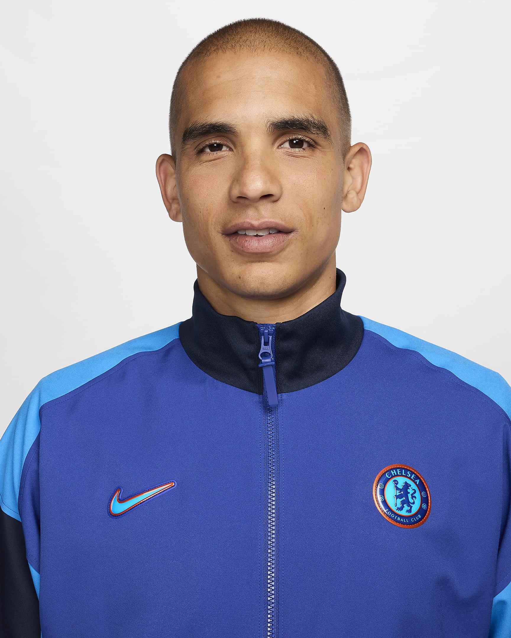 Veste de foot nationale Nike Dri-FIT Chelsea FC Strike pour homme - Rush Blue/Obsidian/Light Photo Blue