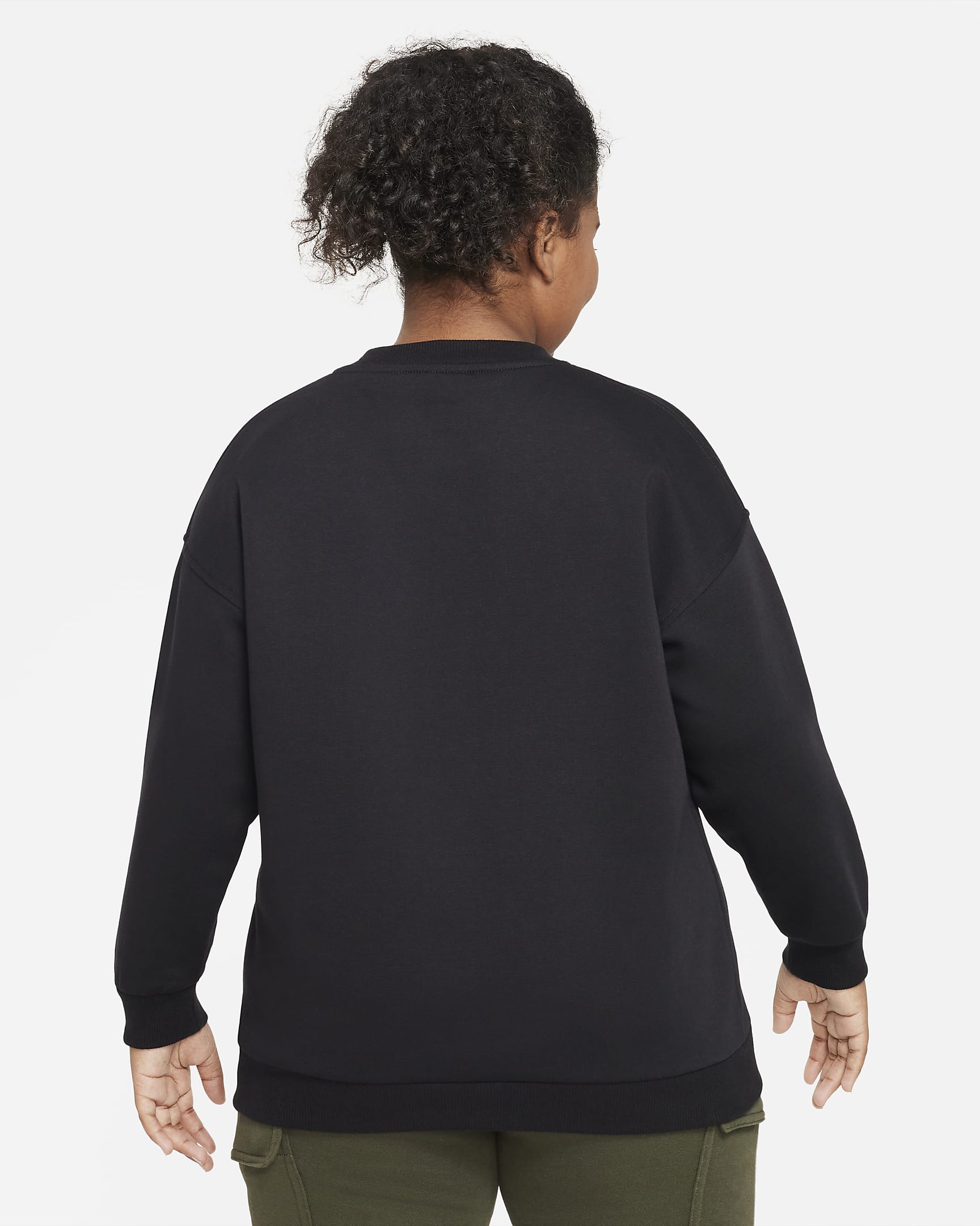 Nike Sportswear Club Fleece Big Kids' (Girls') Oversized Sweatshirt (Extended Size) - Black/White