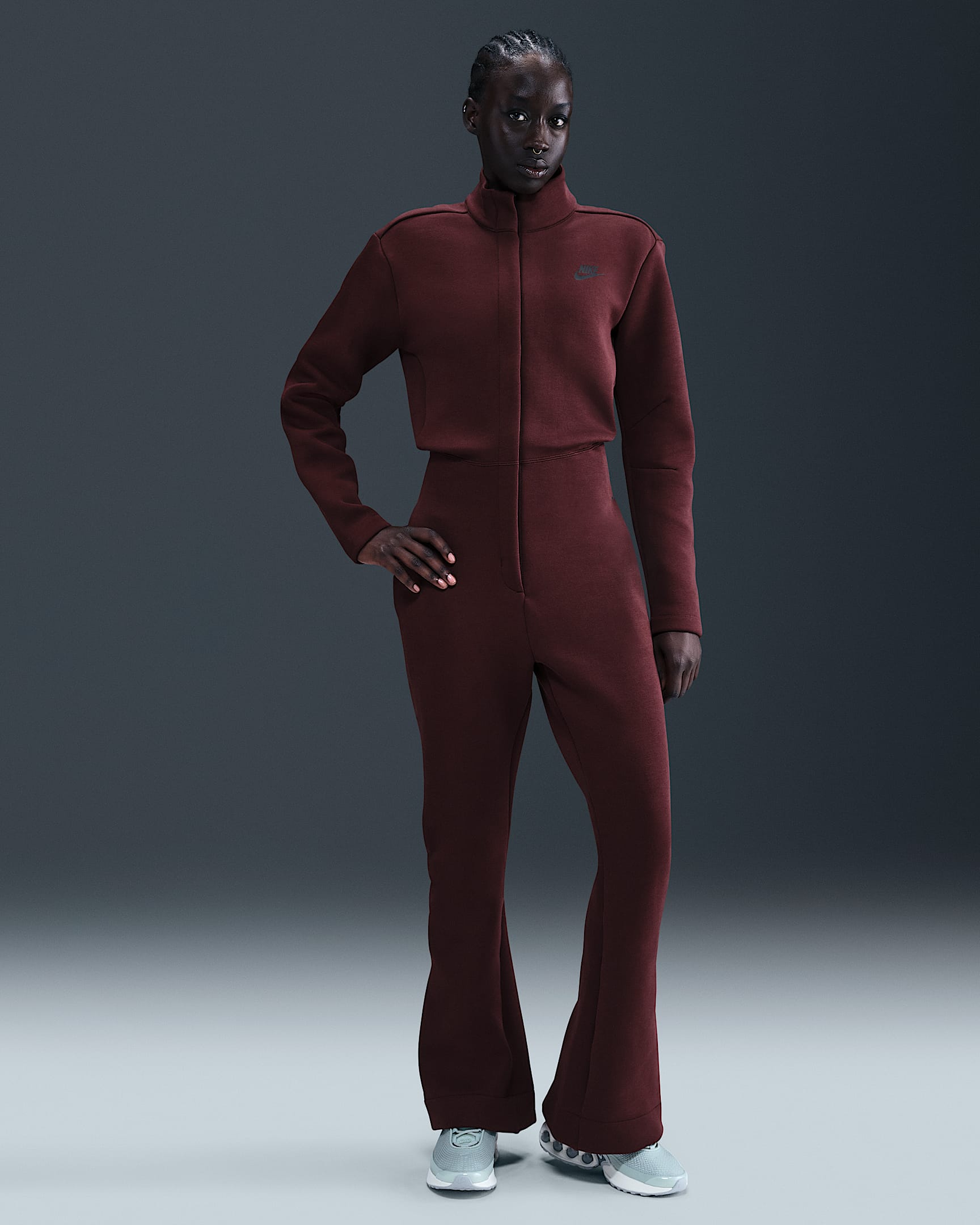 Nike Sportswear Tech Fleece Women's Jumpsuit - Burgundy Crush/Black