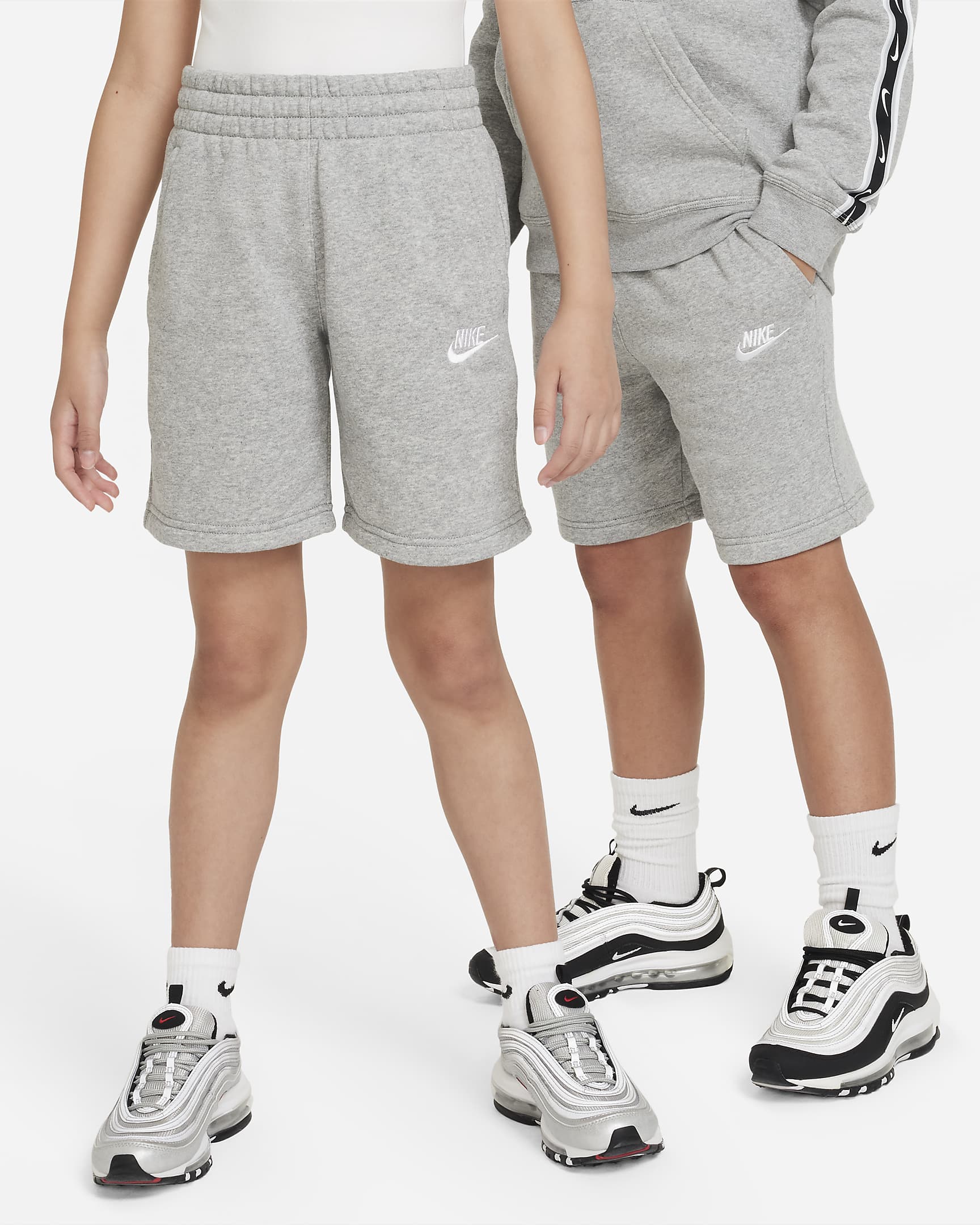 Nike Sportswear Club Fleece Older Kids' French Terry Shorts - Dark Grey Heather/Base Grey/White