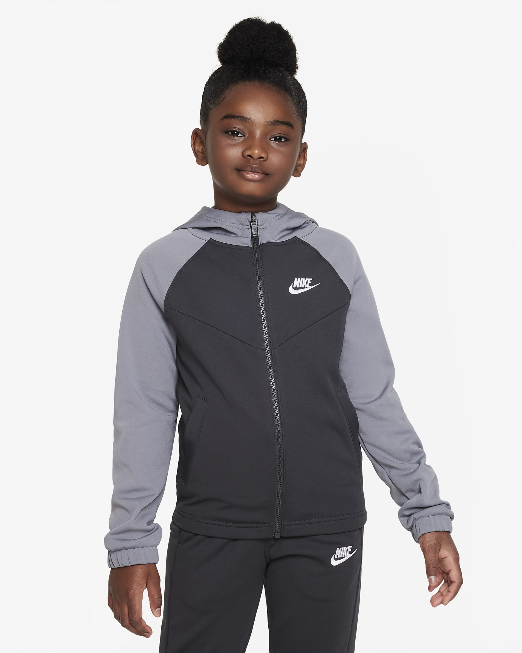 Tepláková souprava Nike Sportswear pro větší děti - Smoke Grey/Anthracite/Bílá