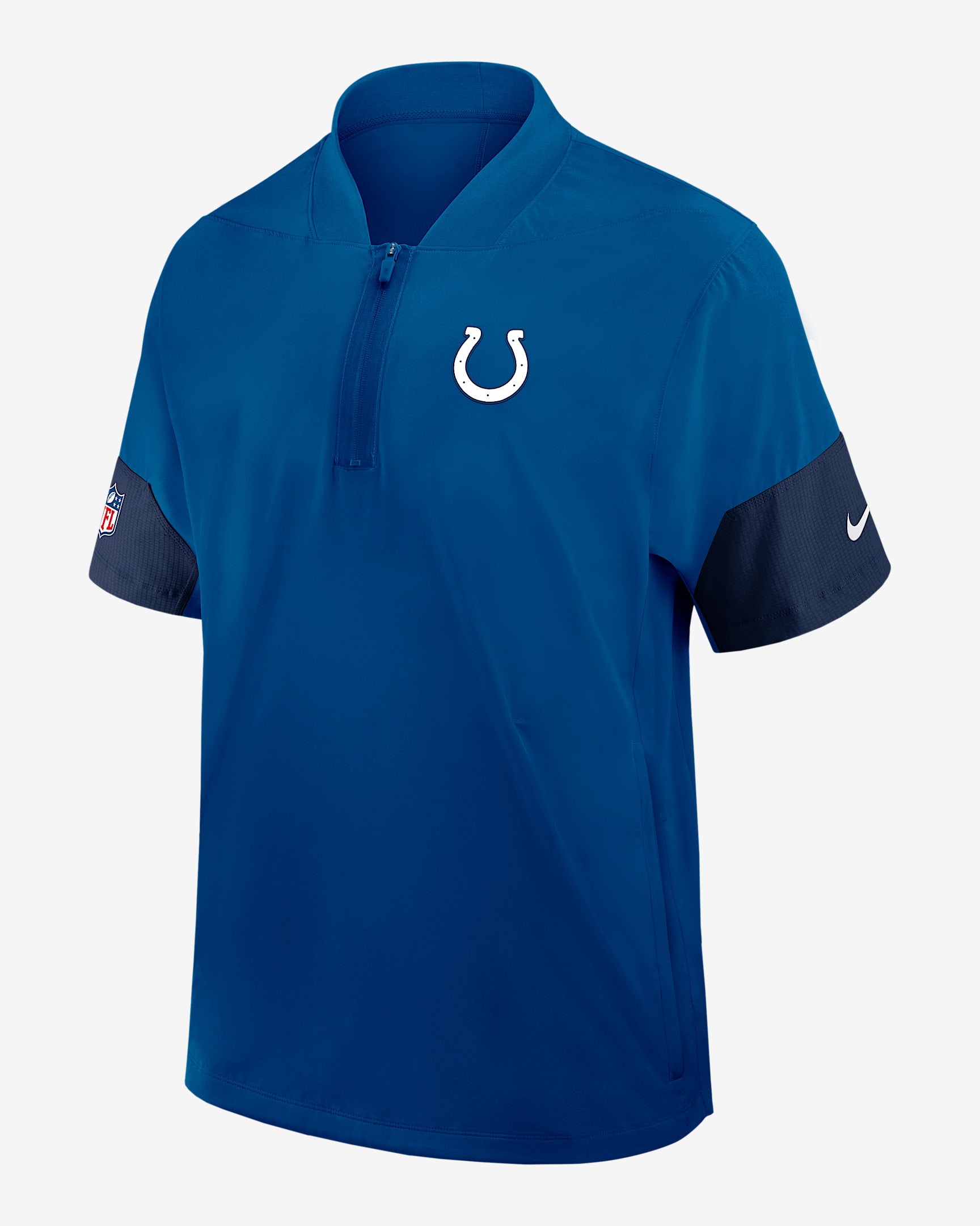 Indianapolis Colts Sideline Coach Men's Nike NFL 1/2-Zip Short-Sleeve Hooded Jacket - Blue