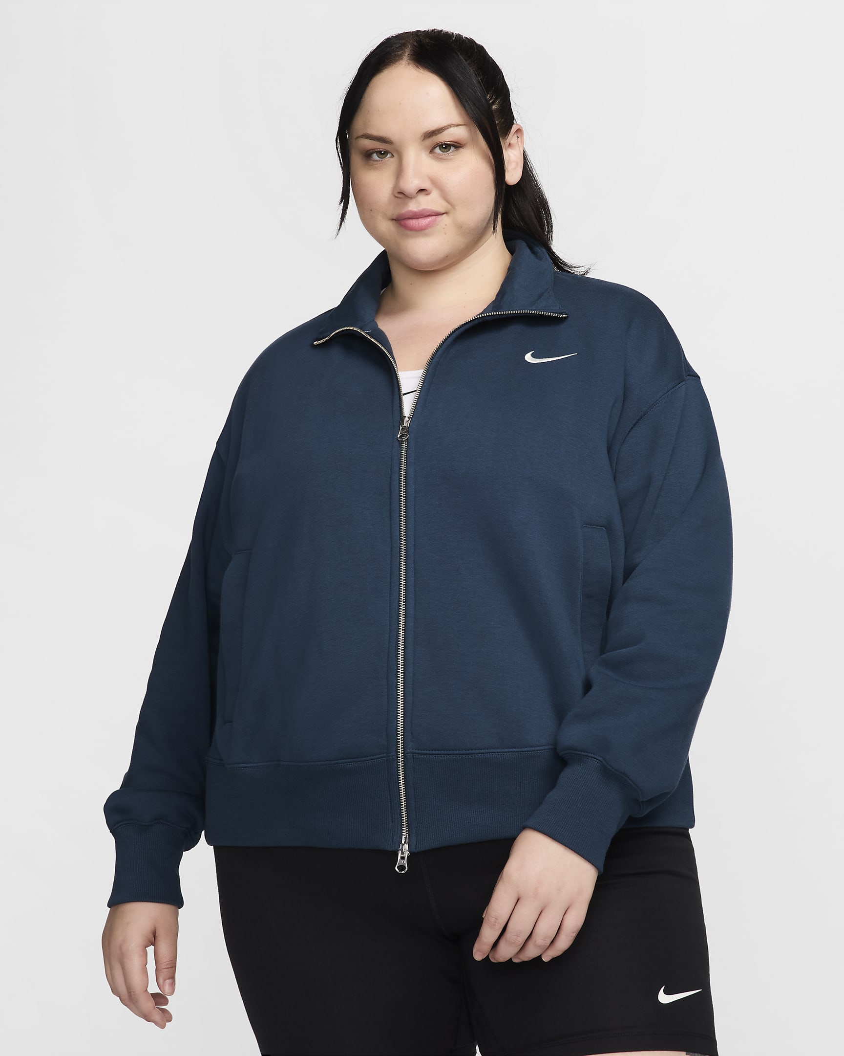 Nike Sportswear Phoenix Fleece Women's Oversized Track Jacket (Plus Size) - Armory Navy/Sail