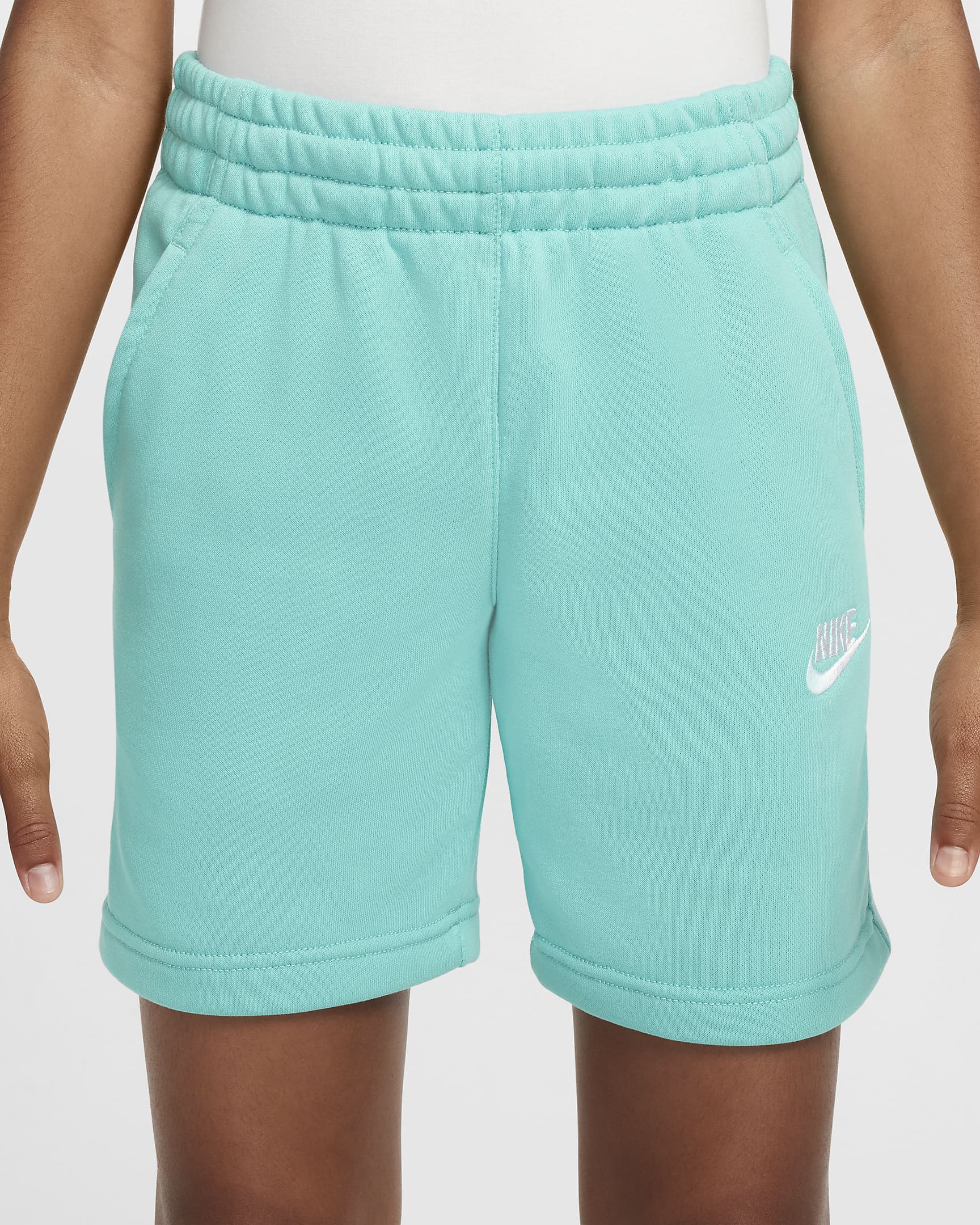 Nike Sportswear Club Fleece Big Kids' French Terry Shorts - Green Frost/White