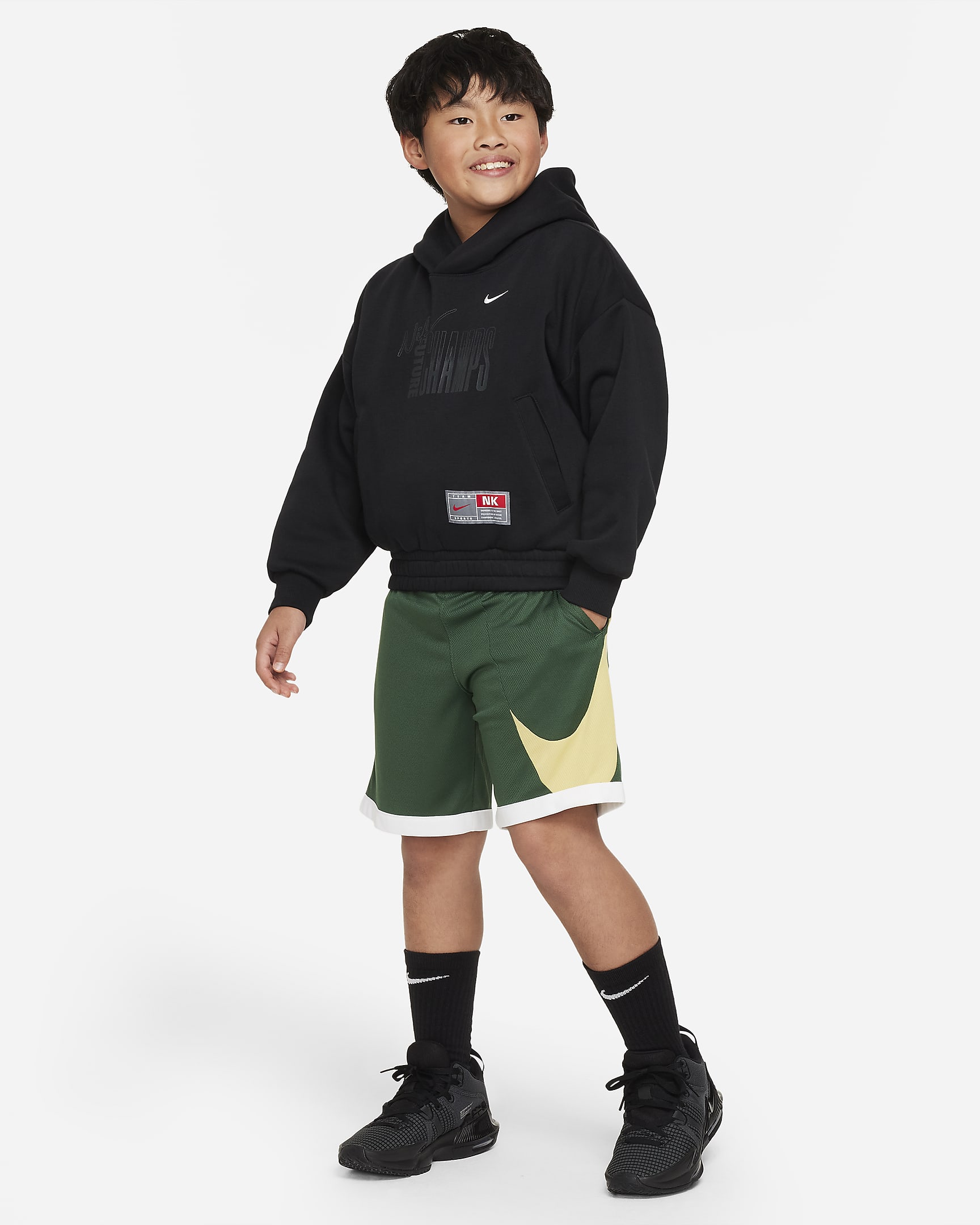 Nike Dri-FIT Older Kids' (Boys') Basketball Shorts - Fir/White/White/Saturn Gold