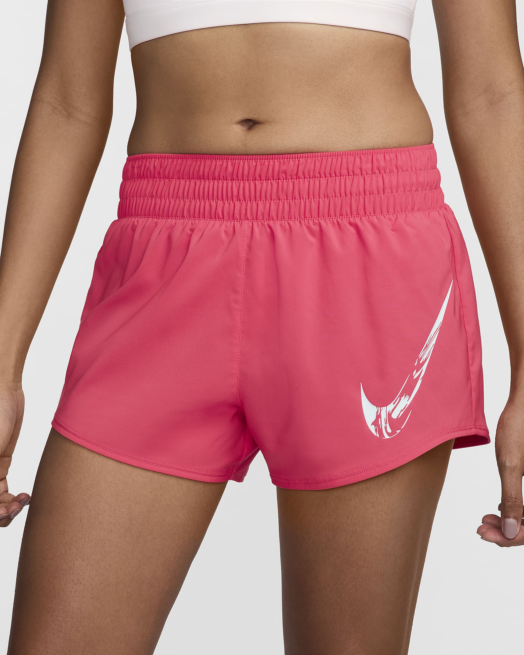 กางเกงขาสั้นเอวปานกลางมีซับในผู้หญิง Dri-FIT Nike One - Aster Pink/Glacier Blue