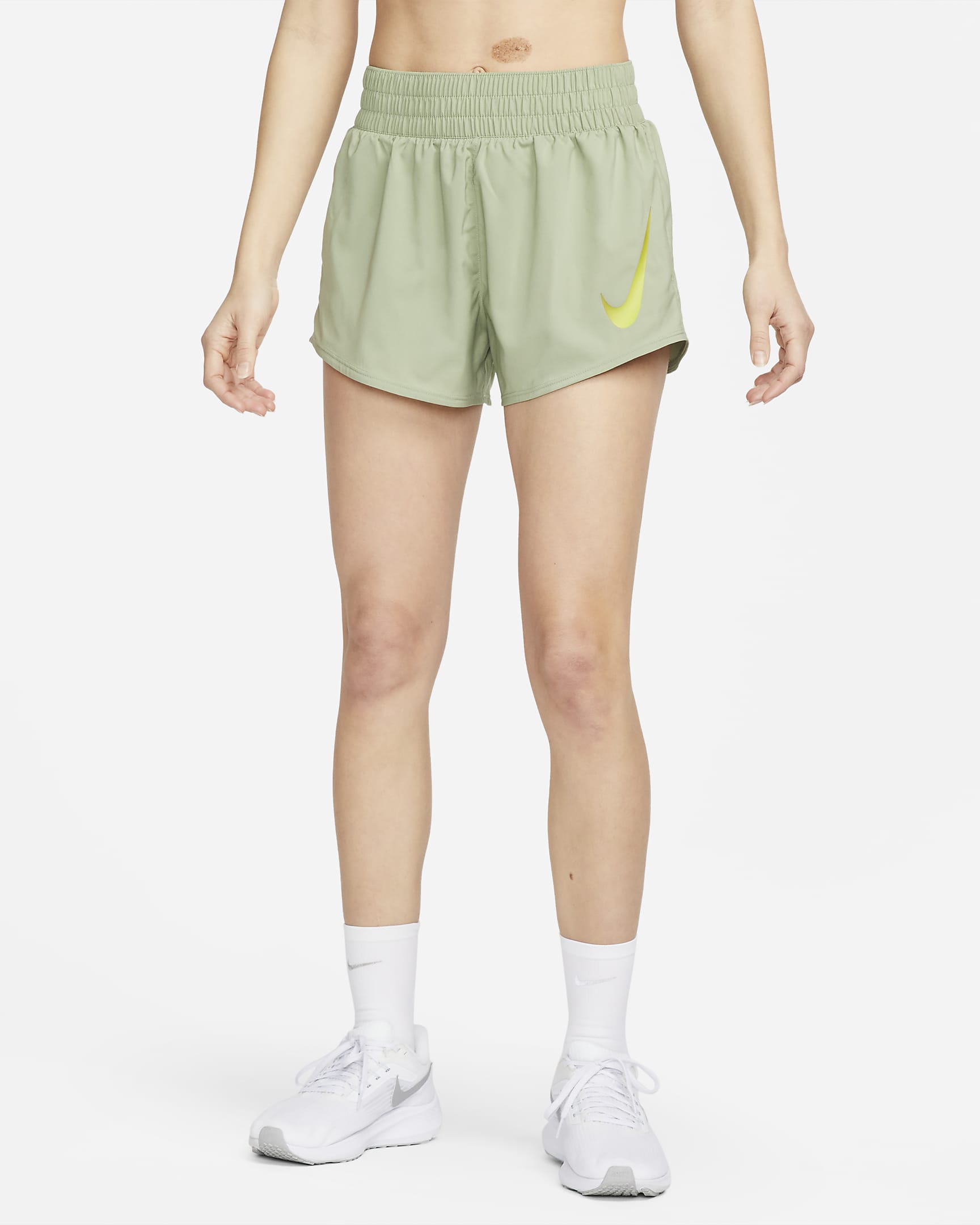 Nike Swoosh Women's Brief-Lined Running Shorts - Oil Green