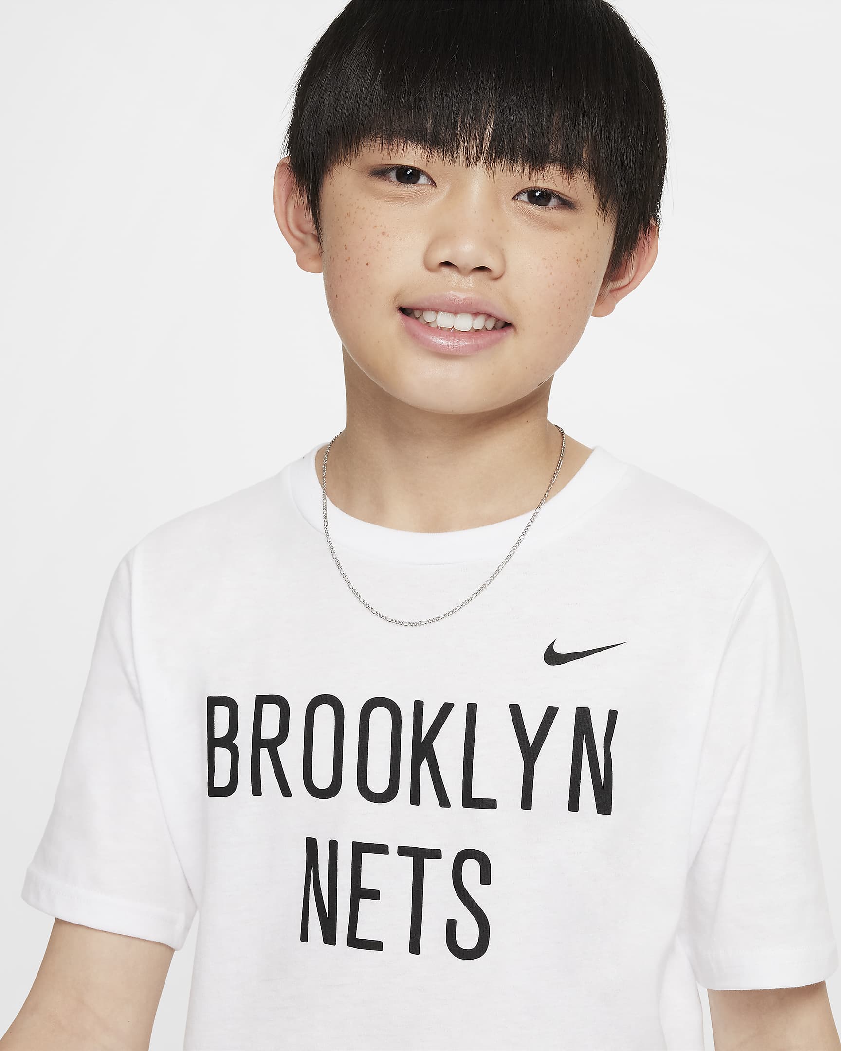 NBA-t-shirt Brooklyn Nets Nike för ungdom (killar) - Vit