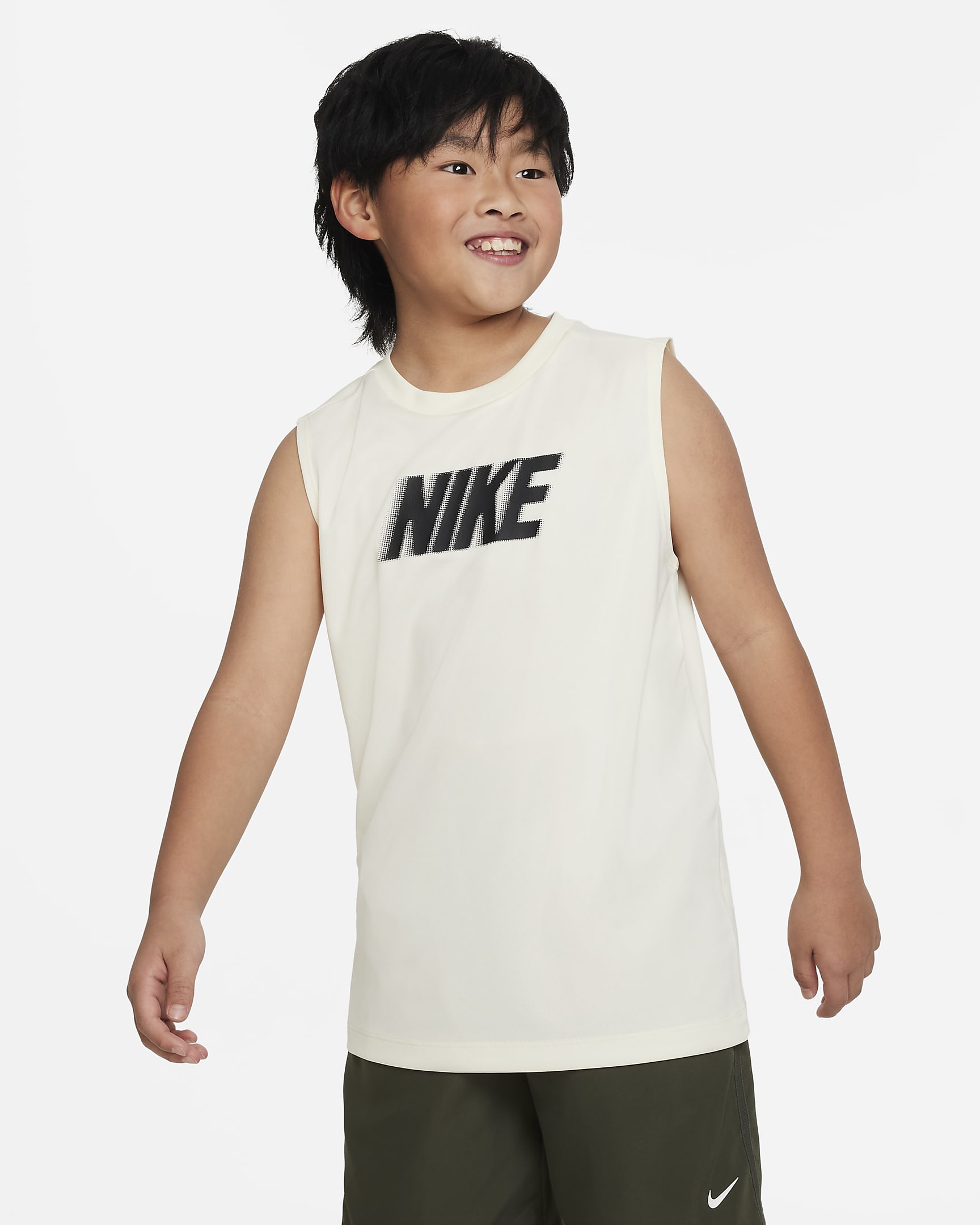 Nike Dri-FIT Multi+ Older Kids' (Boys') Sleeveless Training Top - Coconut Milk/Black
