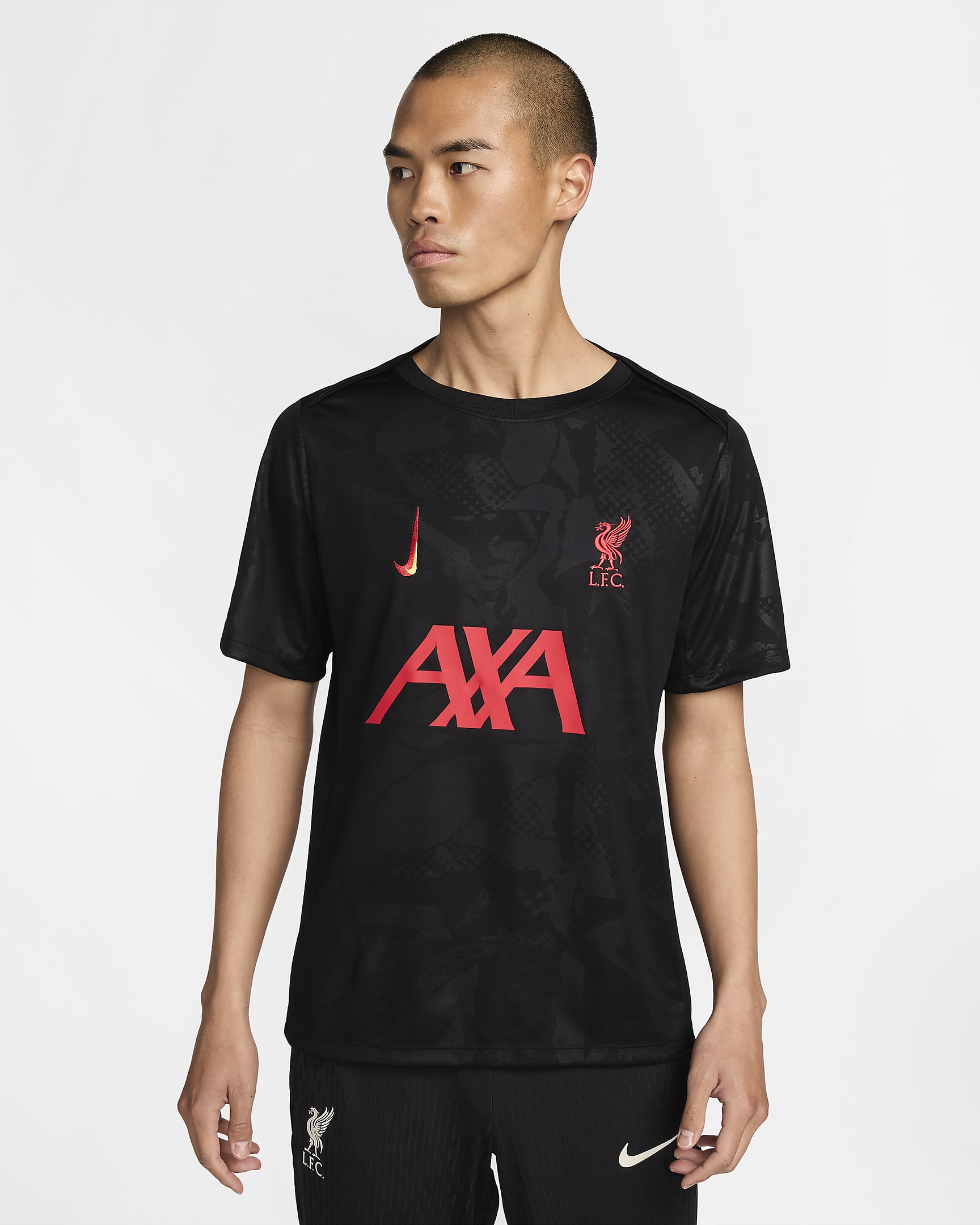 Męska przedmeczowa koszulka piłkarska Nike Dri-FIT Liverpool F.C. Academy Pro (wersja trzecia) - Czerń/Chrome Yellow/Global Red