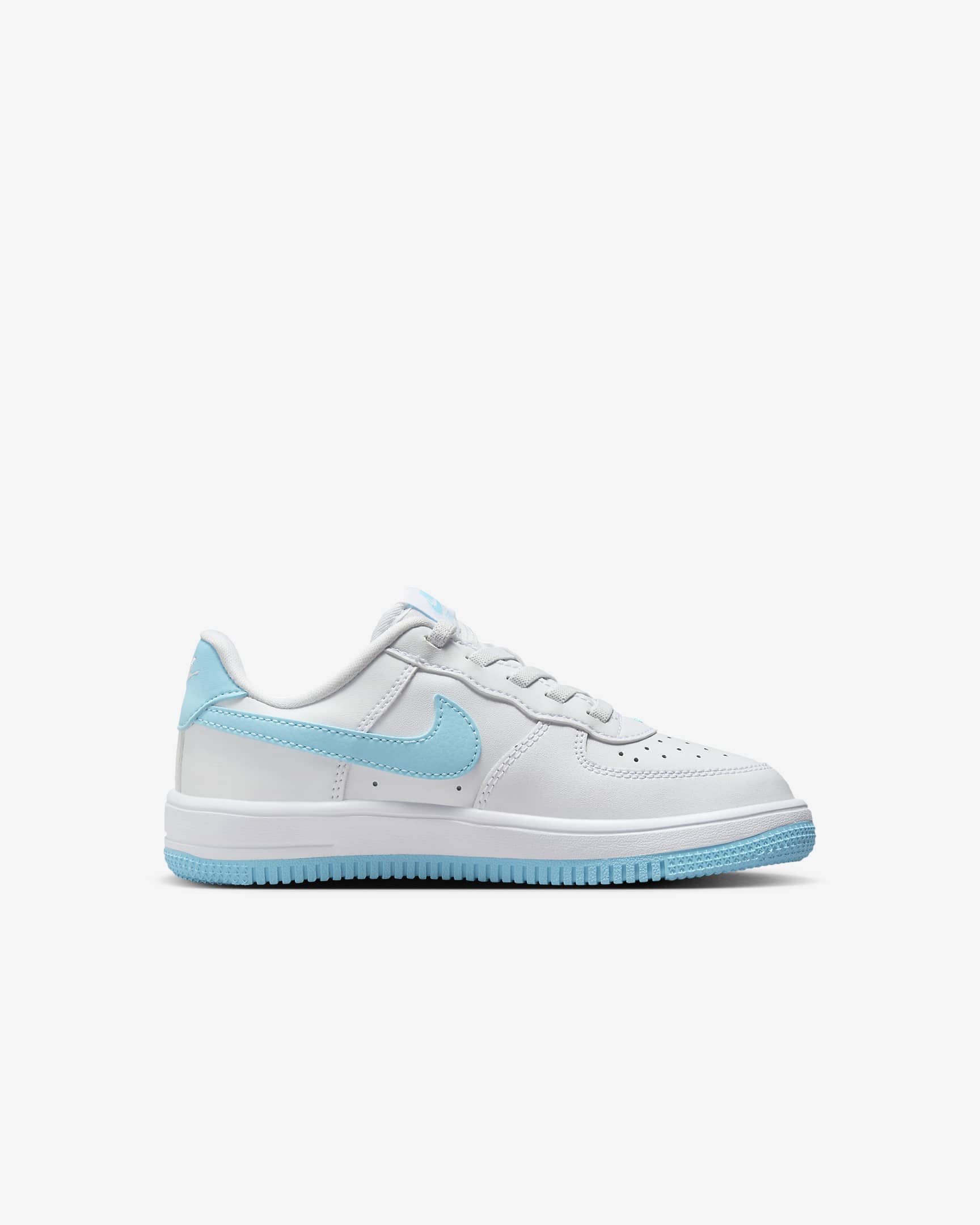 Nike Force 1 Low EasyOn Younger Kids' Shoes - White/White/Aquarius Blue