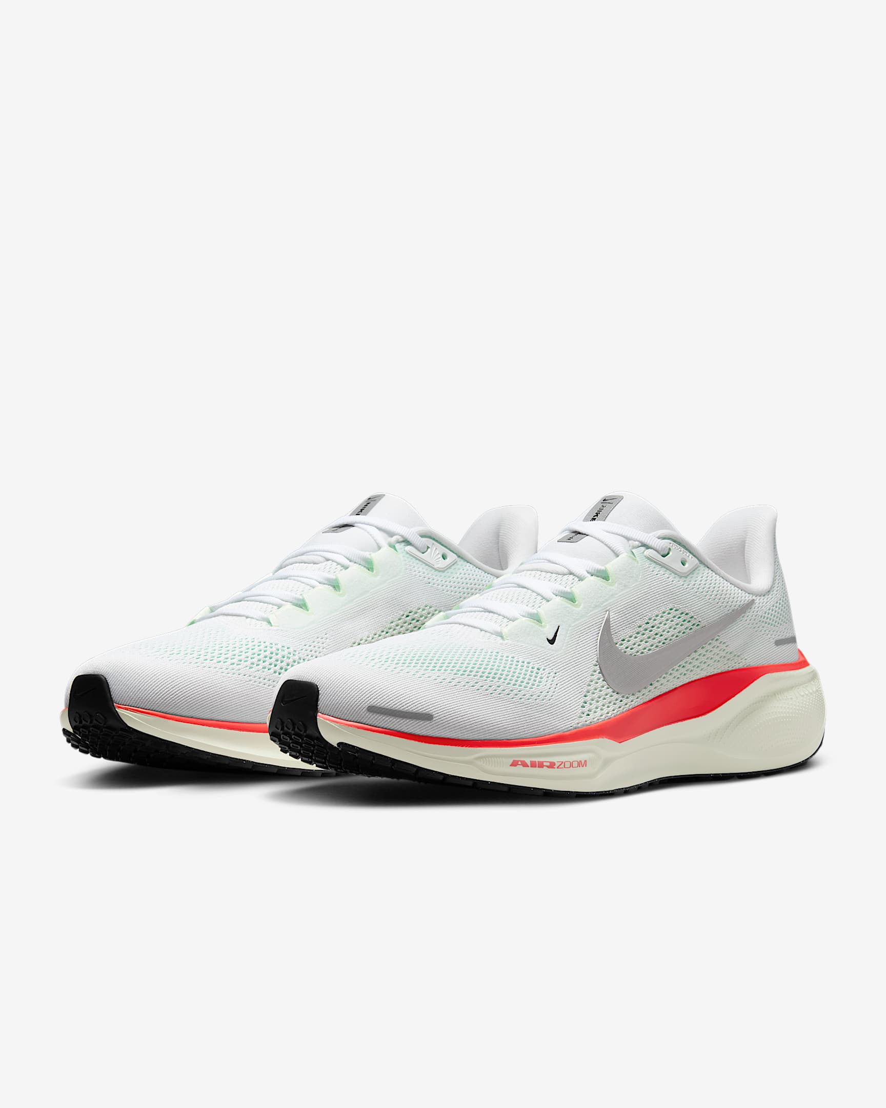 Nike Pegasus 41 Men's Road Running Shoes - White/Barely Green/Bright Crimson/Metallic Silver