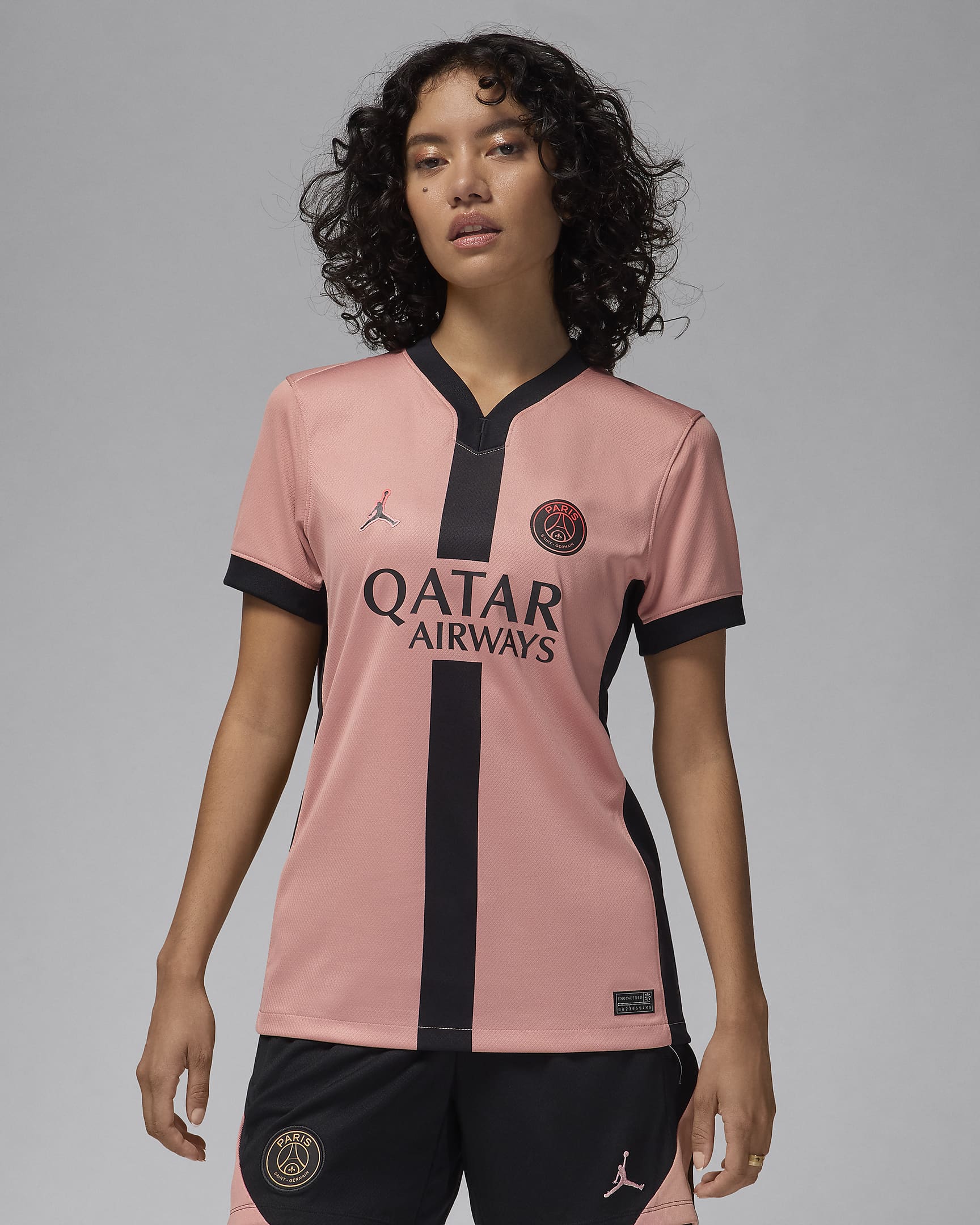 Paris Saint-Germain 2024/25 Stadium Third Jordan Dri-FIT Replika-Fußballshorts (Damen) - Rust Pink/Schwarz/Schwarz